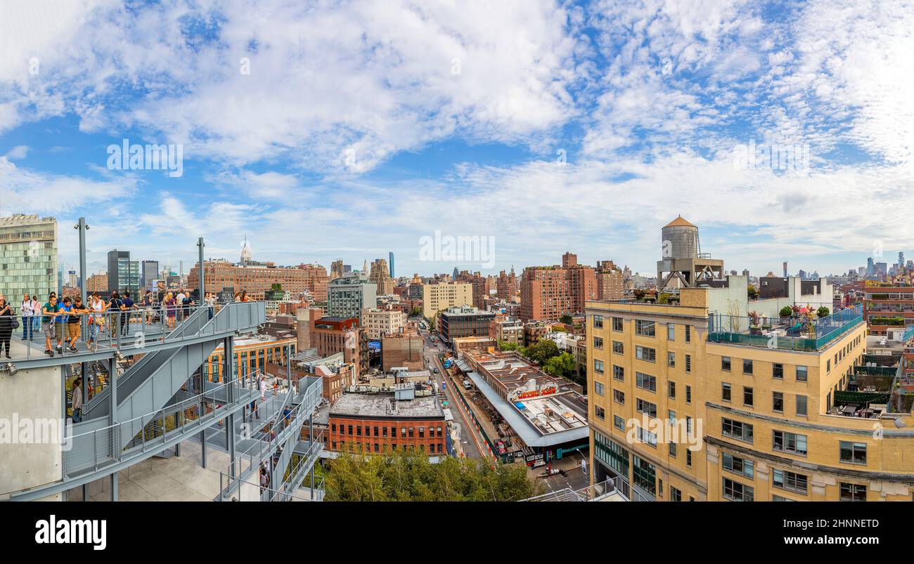 Vue sur le centre-ville de Manhattan, New York depuis le musée Whitney Banque D'Images