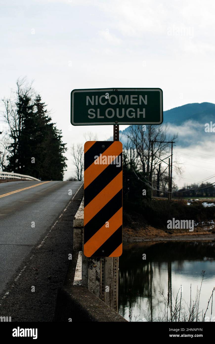 Signe de Nicomen Slough, Mission, Colombie-Britannique, Canada Banque D'Images
