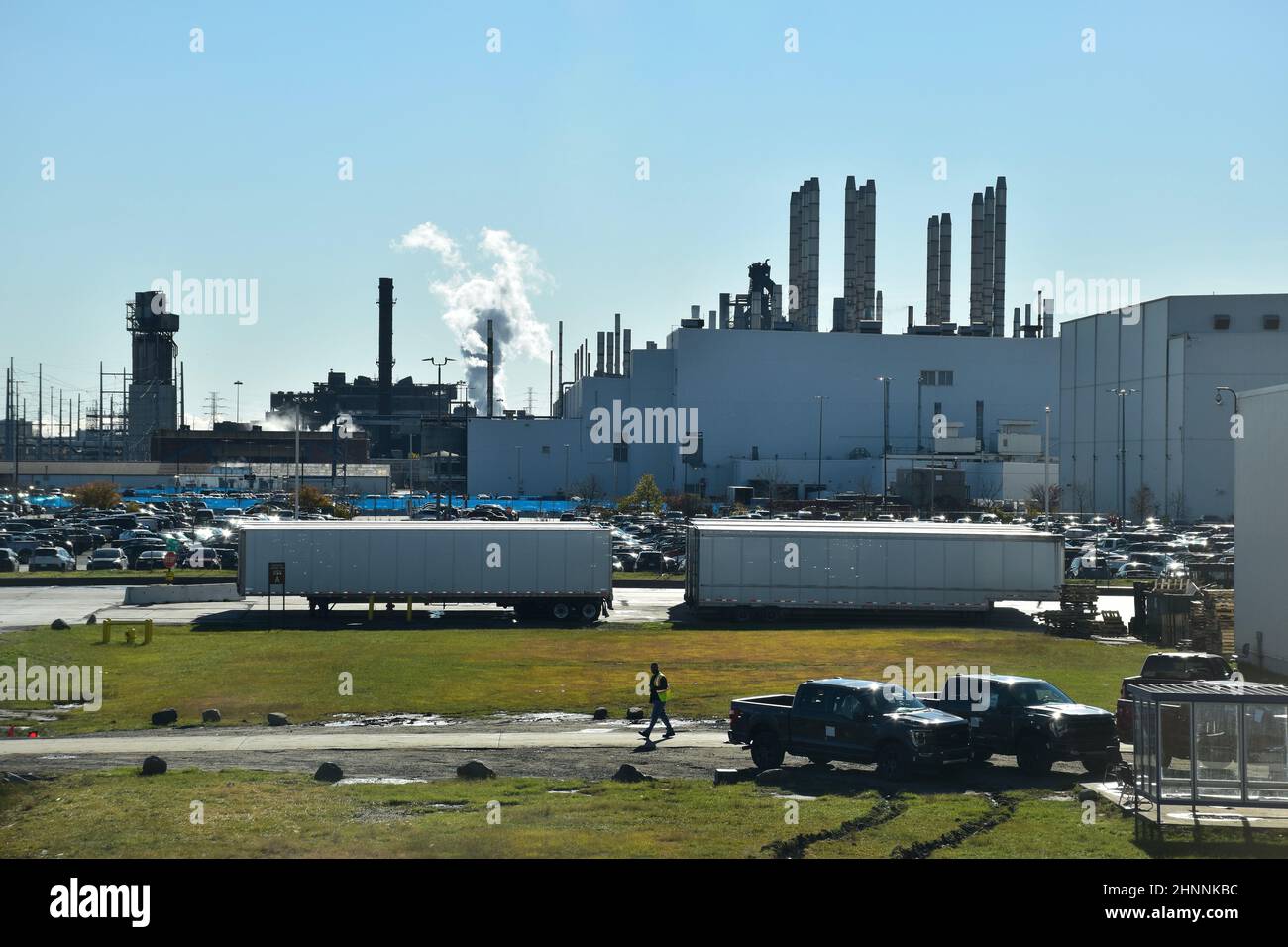 Extérieur d'une partie du complexe Ford River Rouge, un complexe automobile Ford Motor Company situé à Dearborn, Michigan, États-Unis. Banque D'Images