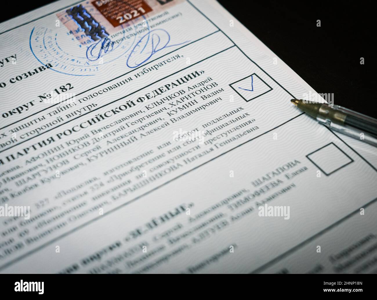 19th octobre 2021. Russie, Tomsk, bulletin de vote Banque D'Images