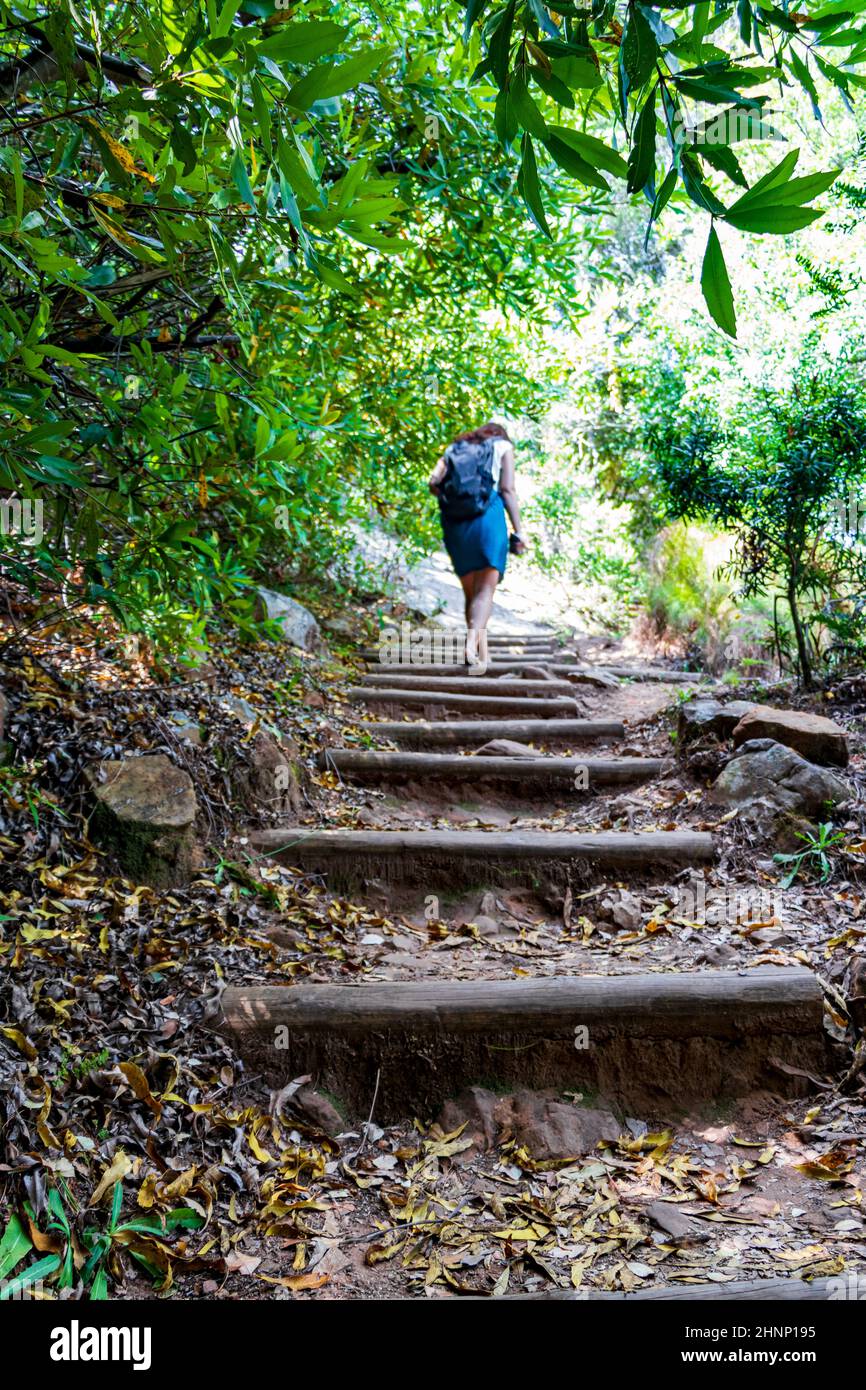 La femme ou la fille est un sentier de randonnée sentier de randonnée pédestre, le Cap. Banque D'Images
