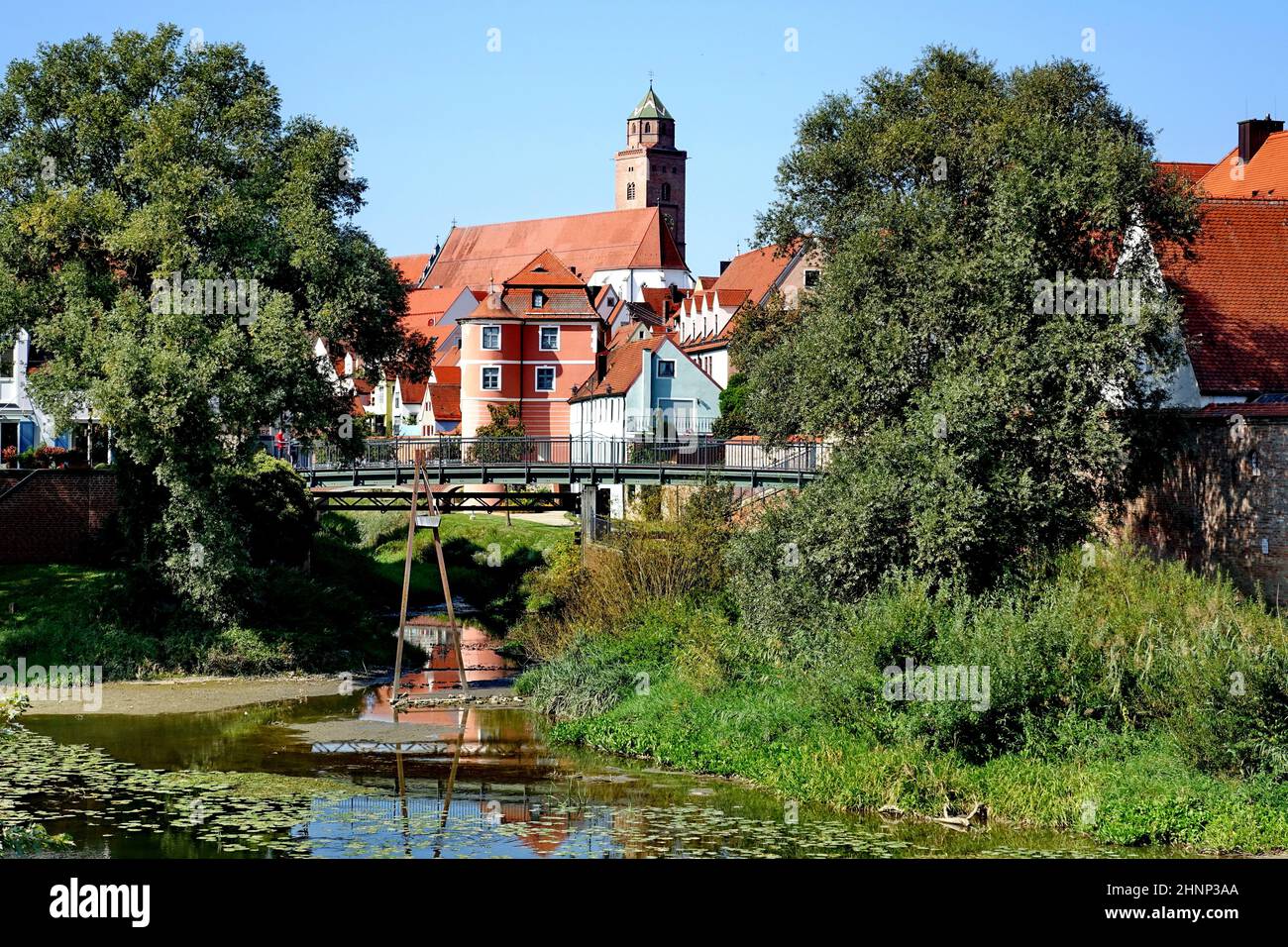 Allemagne, Bavière, Donauwörth, siège du comté, Liebfrauenmünster, Rivière Wörnitz, excursion Banque D'Images