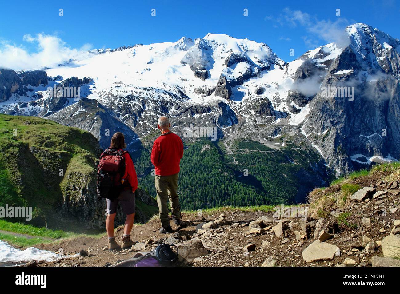 Italie, Tyrol du Sud, dolomites, Marmolada, Bindelweg, Randonneurs, glacier, voyage Banque D'Images