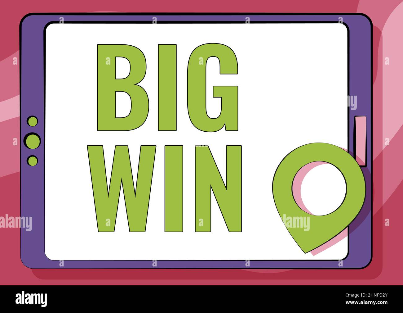 Affichage conceptuel Big Win. Approche d'affaires ayant gagné un prix important argent gagné par le succès dans un jeu ordinateur tablette dessin avec écran tactile clair et emplacement PIN. Banque D'Images