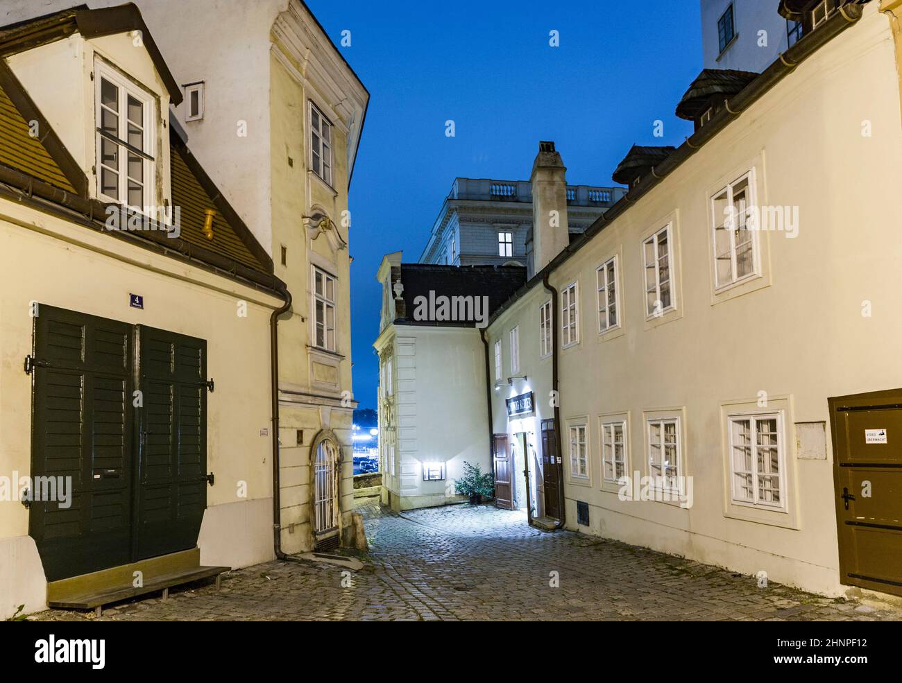 Vienne - célèbre rue Moelkersteig la nuit Banque D'Images