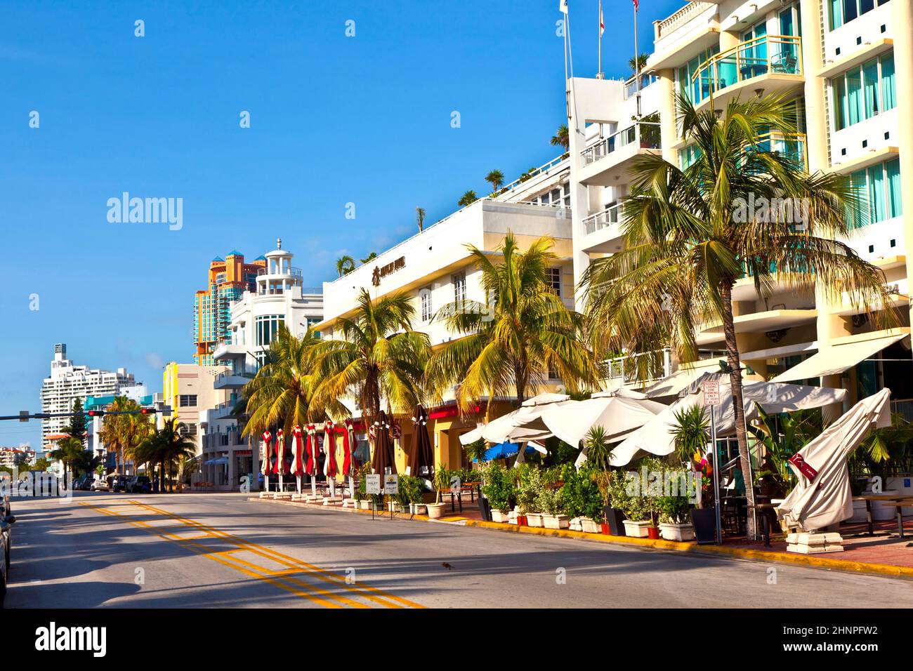 Belles maisons de style Art déco dans le sud de Miami Banque D'Images
