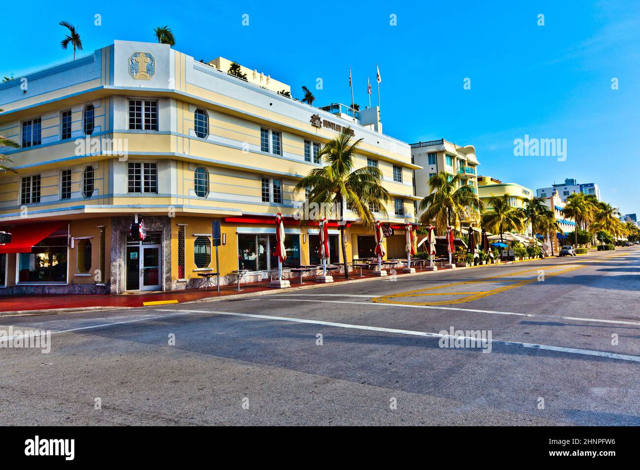 Belles maisons de style Art déco dans le sud de Miami Banque D'Images