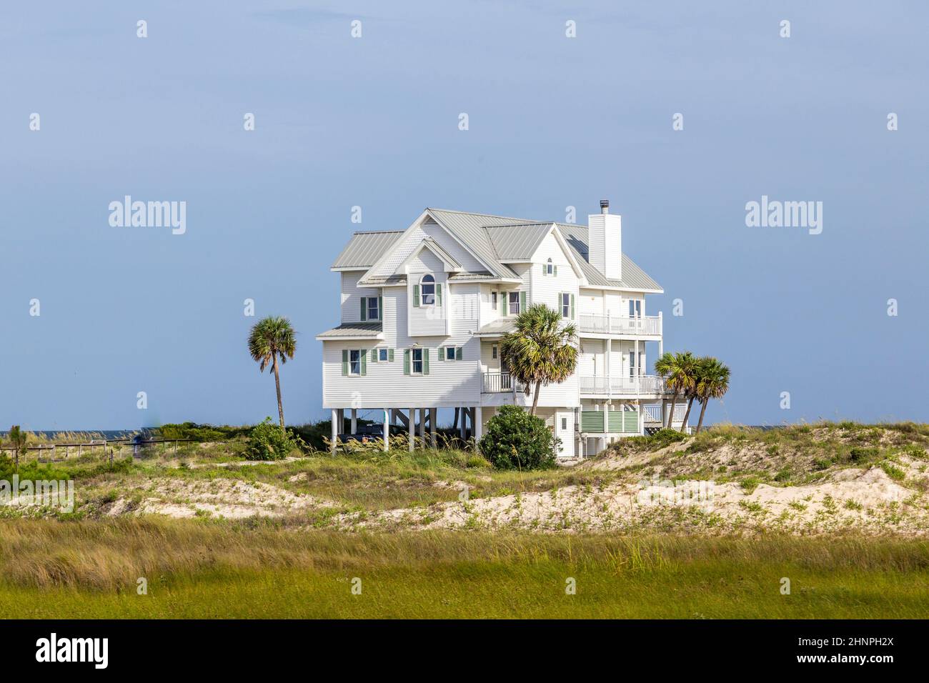 De nouvelles maisons de plage chères sur la plage de l'île Saint-Georges à Apalachicola Banque D'Images