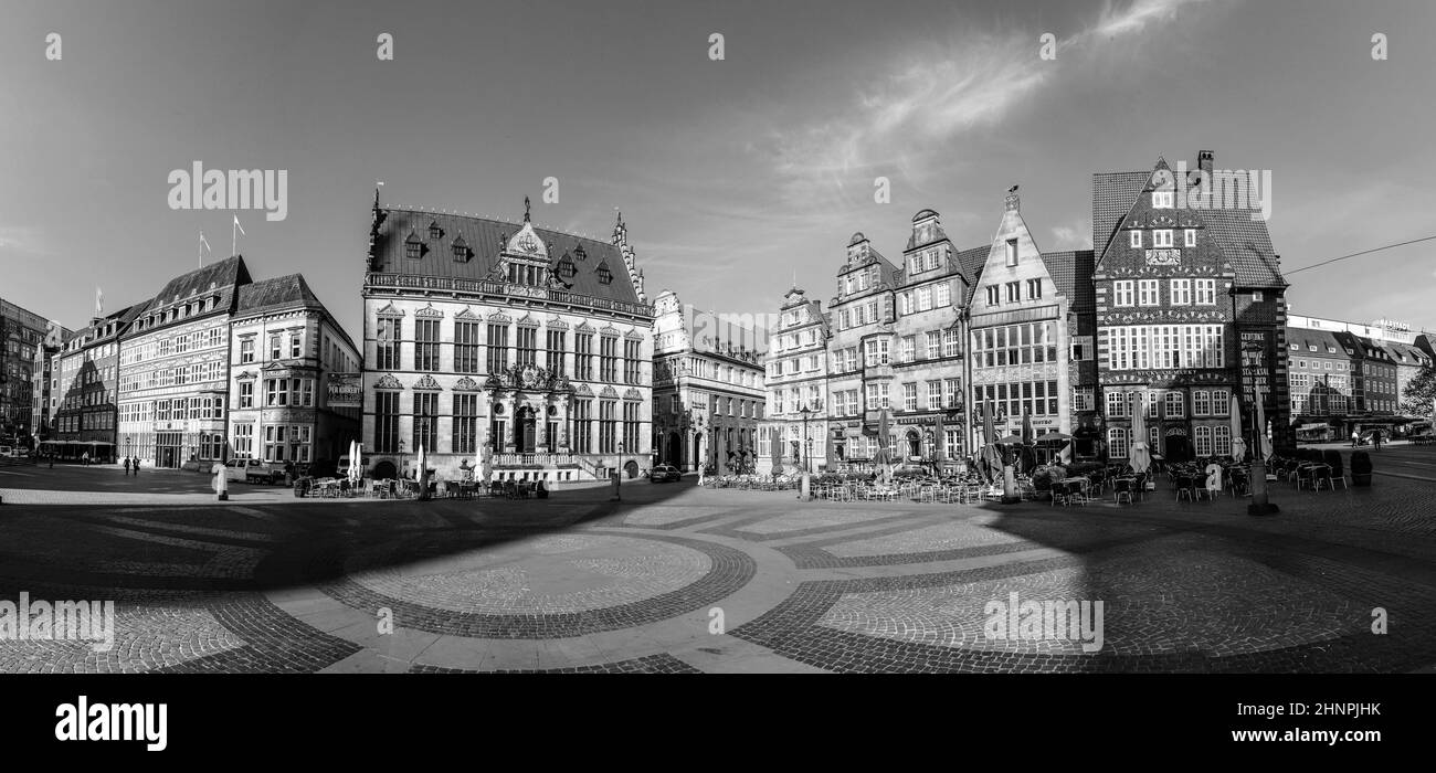 Façade du Schuetting, une ancienne maison de guilde à Brême Banque D'Images