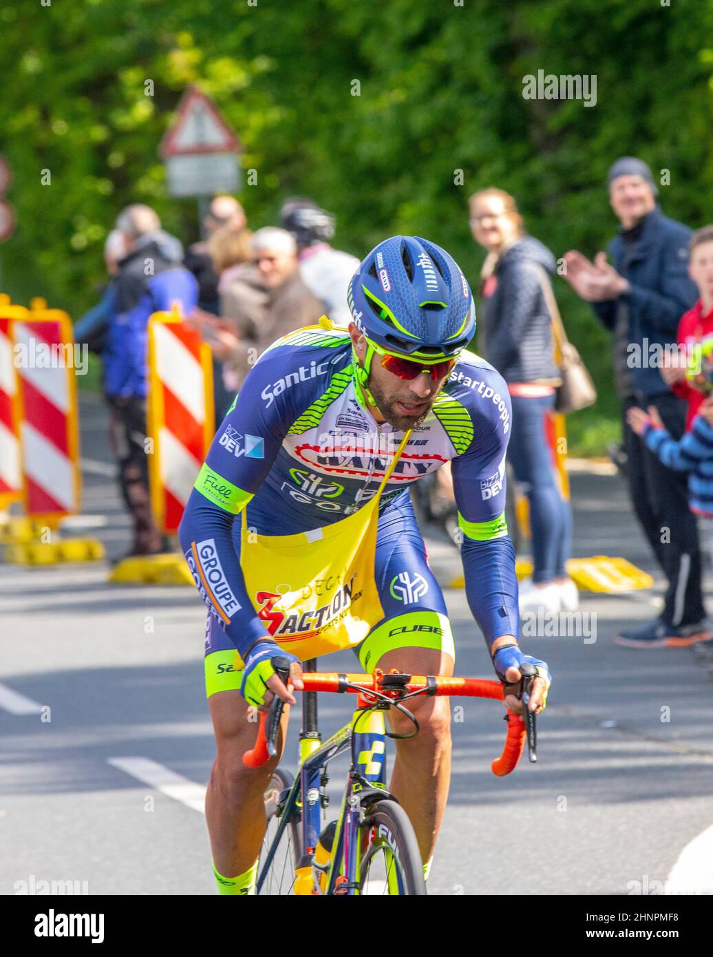 coureur cycliste à la célèbre course Francfort - Eschborn à Schwalbach Banque D'Images