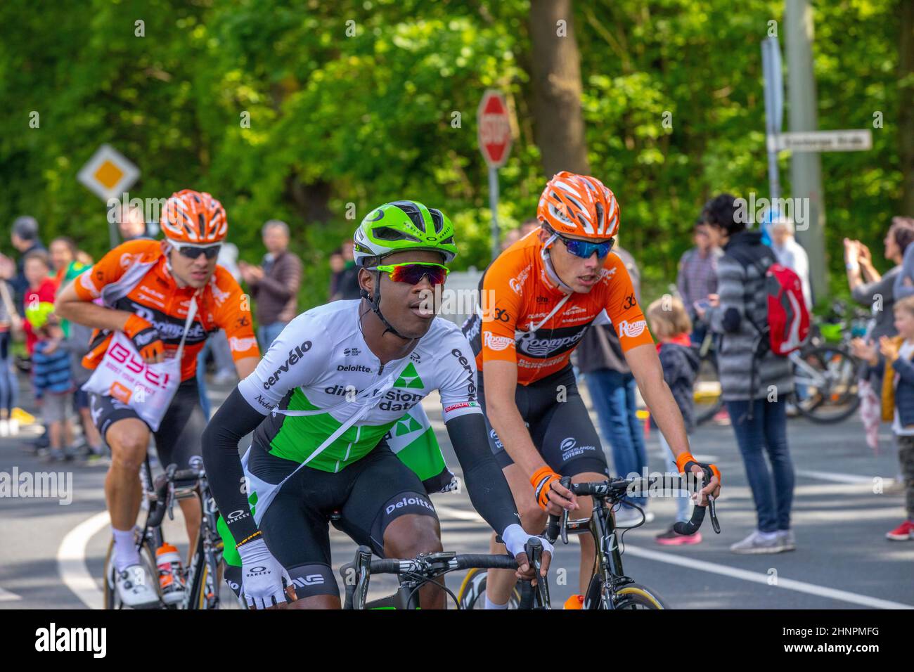 coureur cycliste à la célèbre course Francfort - Eschborn à Schwalbach Banque D'Images