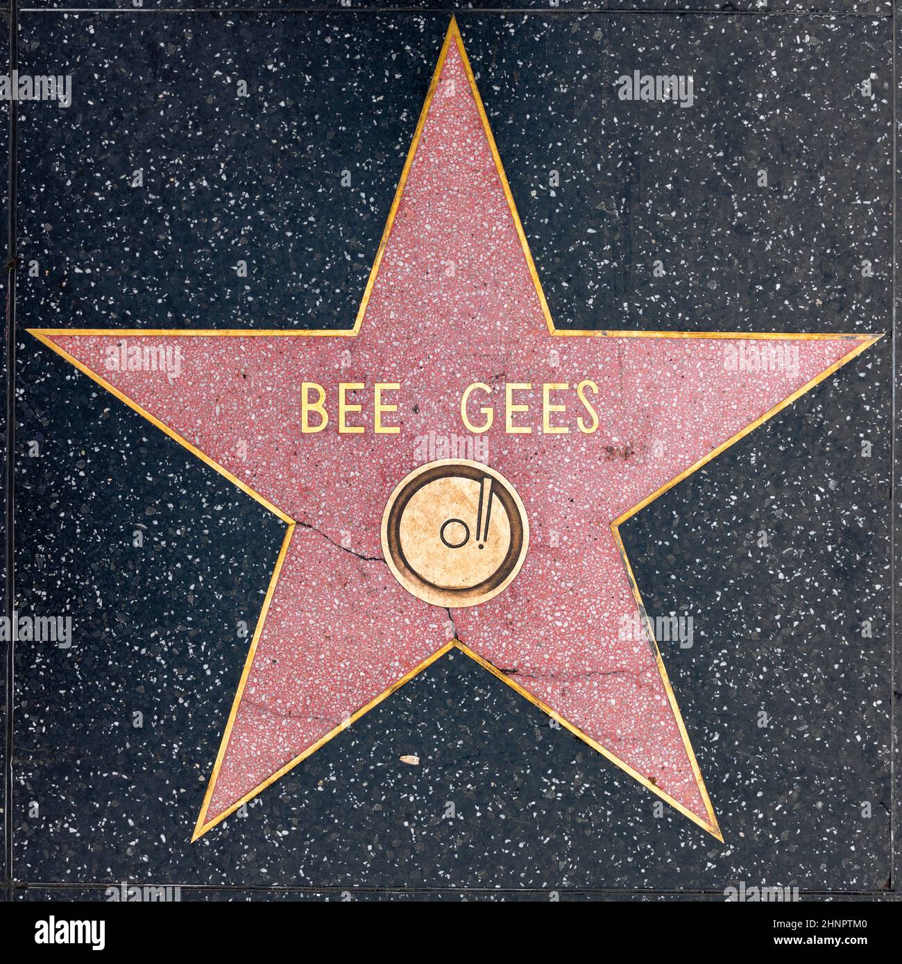 gros plan de Star sur le Hollywood Walk of Fame pour Bee Gees Banque D'Images