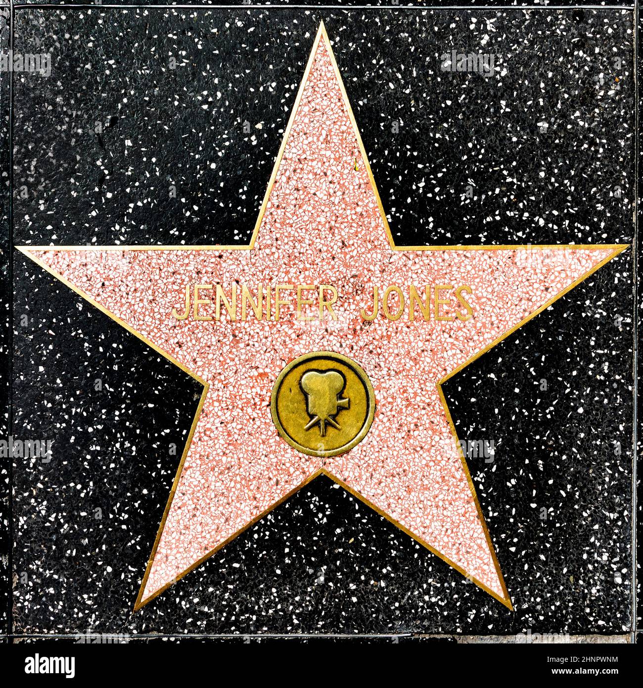 gros plan de Star sur le Hollywood Walk of Fame pour Jennifer Jones. Banque D'Images