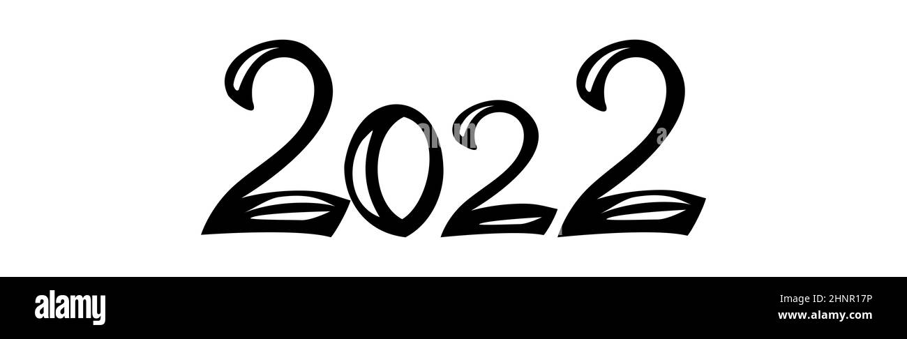 Chiffres noirs 2022 année du tigre prochain jour de l'an - illustration  vectorielle Image Vectorielle Stock - Alamy