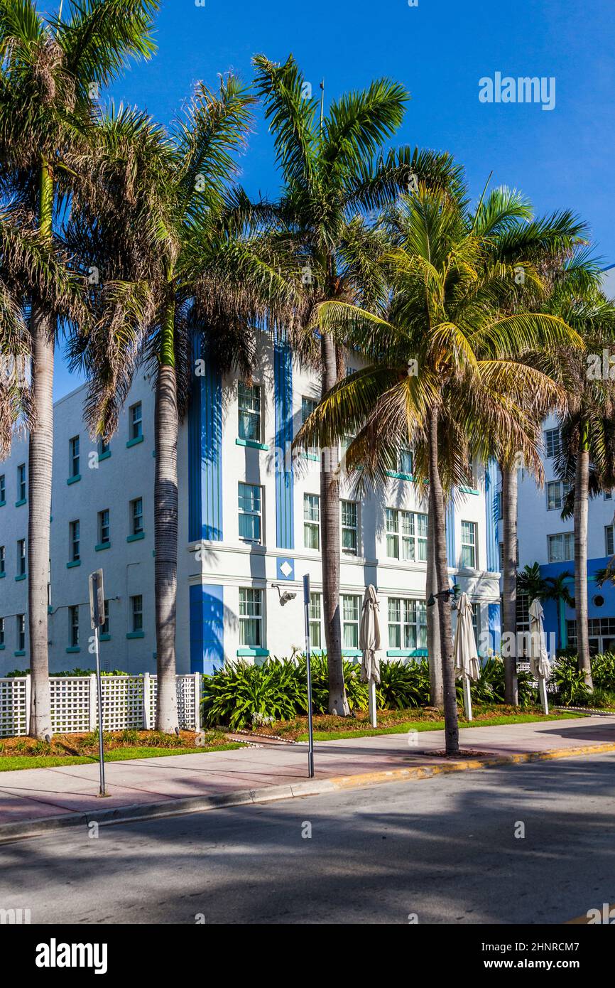 Belles maisons de style Art déco dans le sud de Miami Banque D'Images