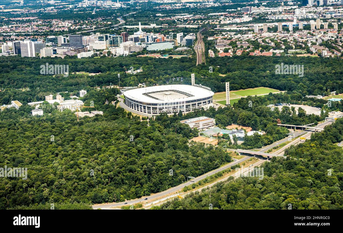 Vue aérienne de la Commerzbank Arena de Francfort Banque D'Images