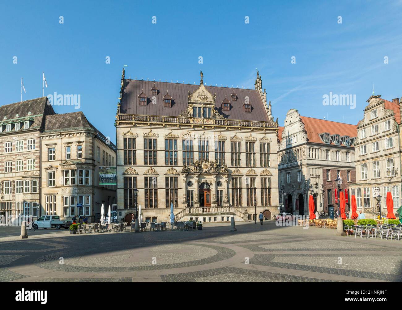 Façade du Schuetting, une ancienne maison de guilde à Brême Banque D'Images