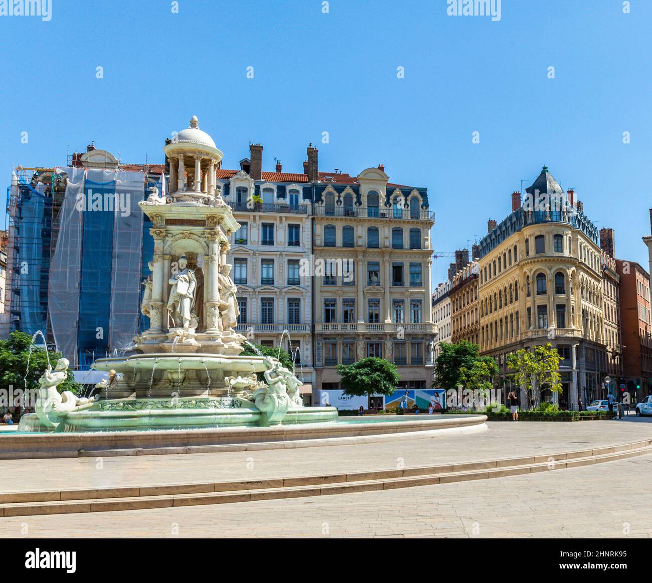 Fontaine à la place des Jacobins à Lyon, France Banque D'Images