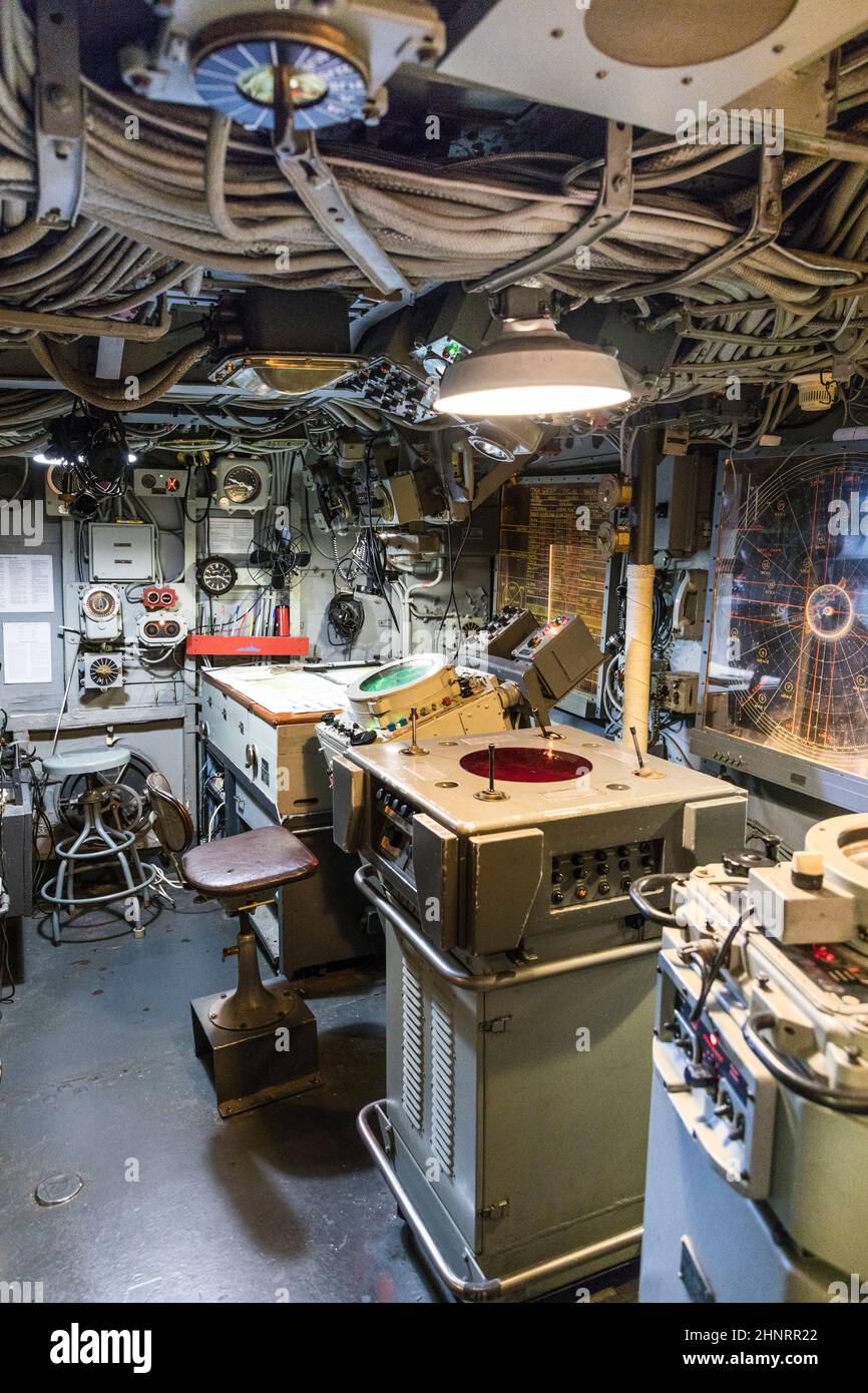 : À l'intérieur du navire de la marine USS cassin Young DD 793 dans le quai de Boston Banque D'Images