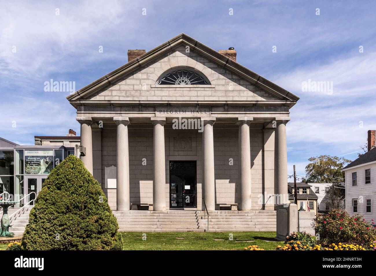 acade de musée historique pour les pèlerins qui atterrissent à Plymouth avec le Mayflower Banque D'Images