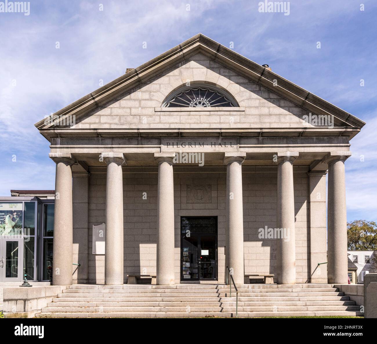 acade de musée historique pour les pèlerins qui atterrissent à Plymouth avec le Mayflower Banque D'Images