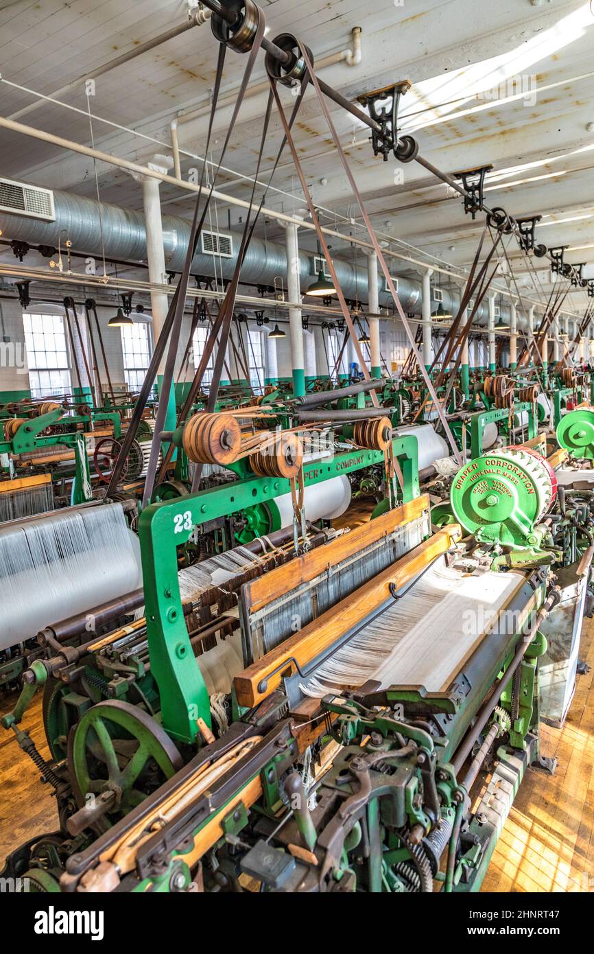 Visite du musée de l'industrie des moulins à coton Boott à Lowell, Etats-Unis Banque D'Images