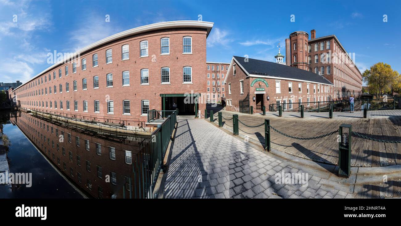 Visite du musée de l'industrie des moulins à coton Boott à Lowell, Etats-Unis Banque D'Images