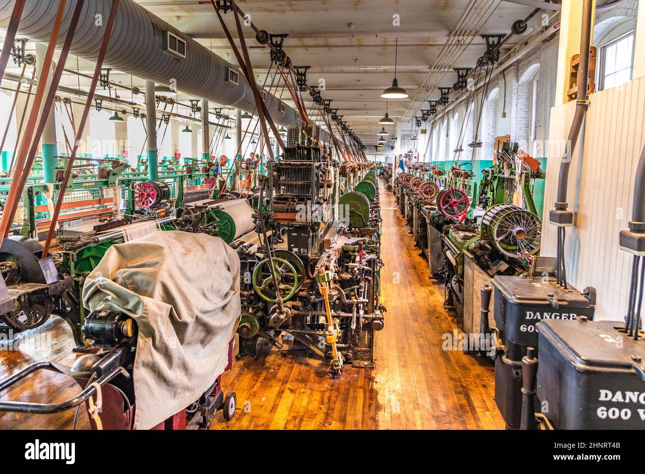 Visite du musée de l'industrie des moulins à coton Boott à Lowell, Etats-Unis Banque D'Images