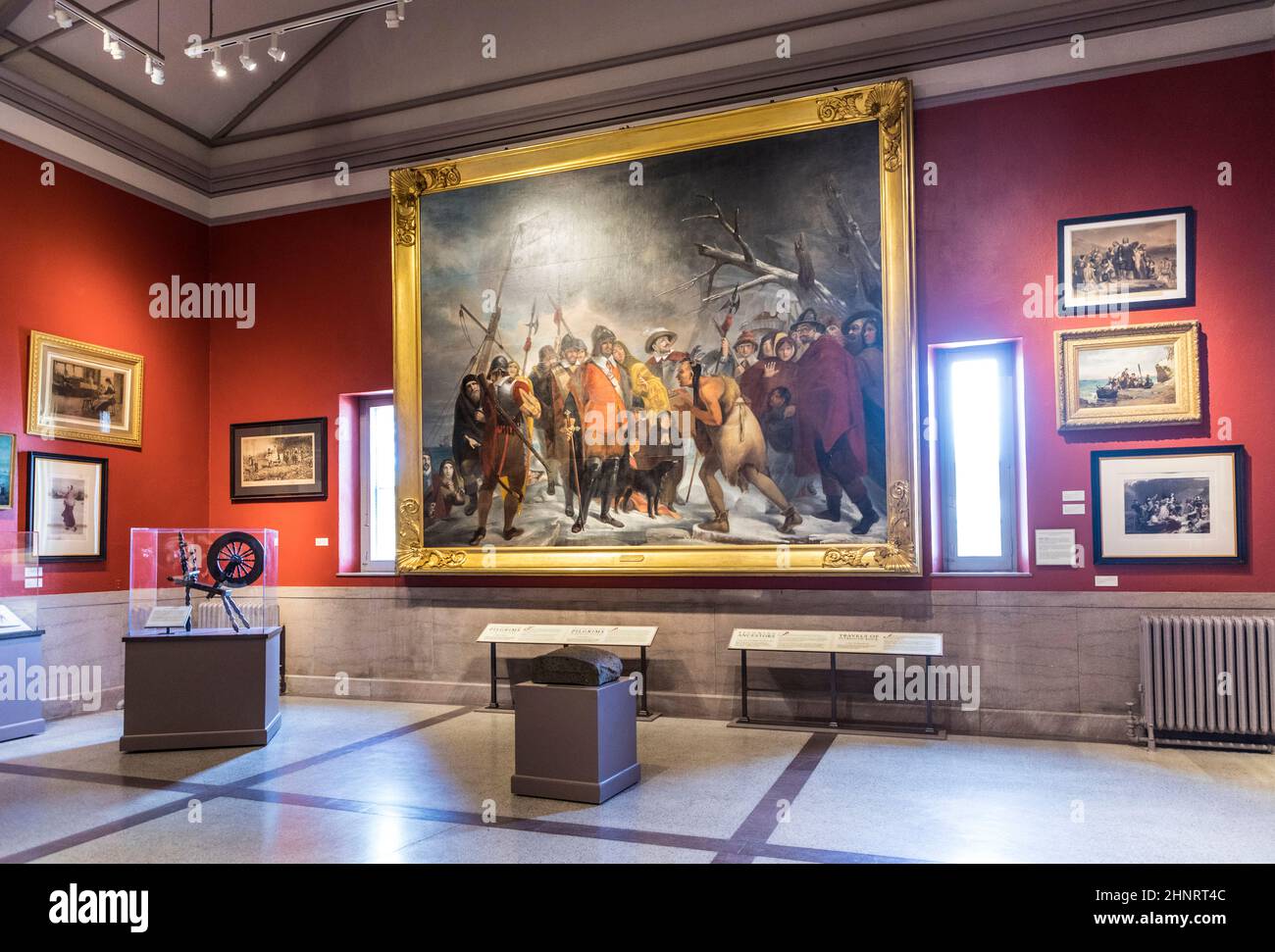 Objets d'art dans le musée historique pour les pèlerins qui atterrissent à Plymouth avec le Mayflower Banque D'Images
