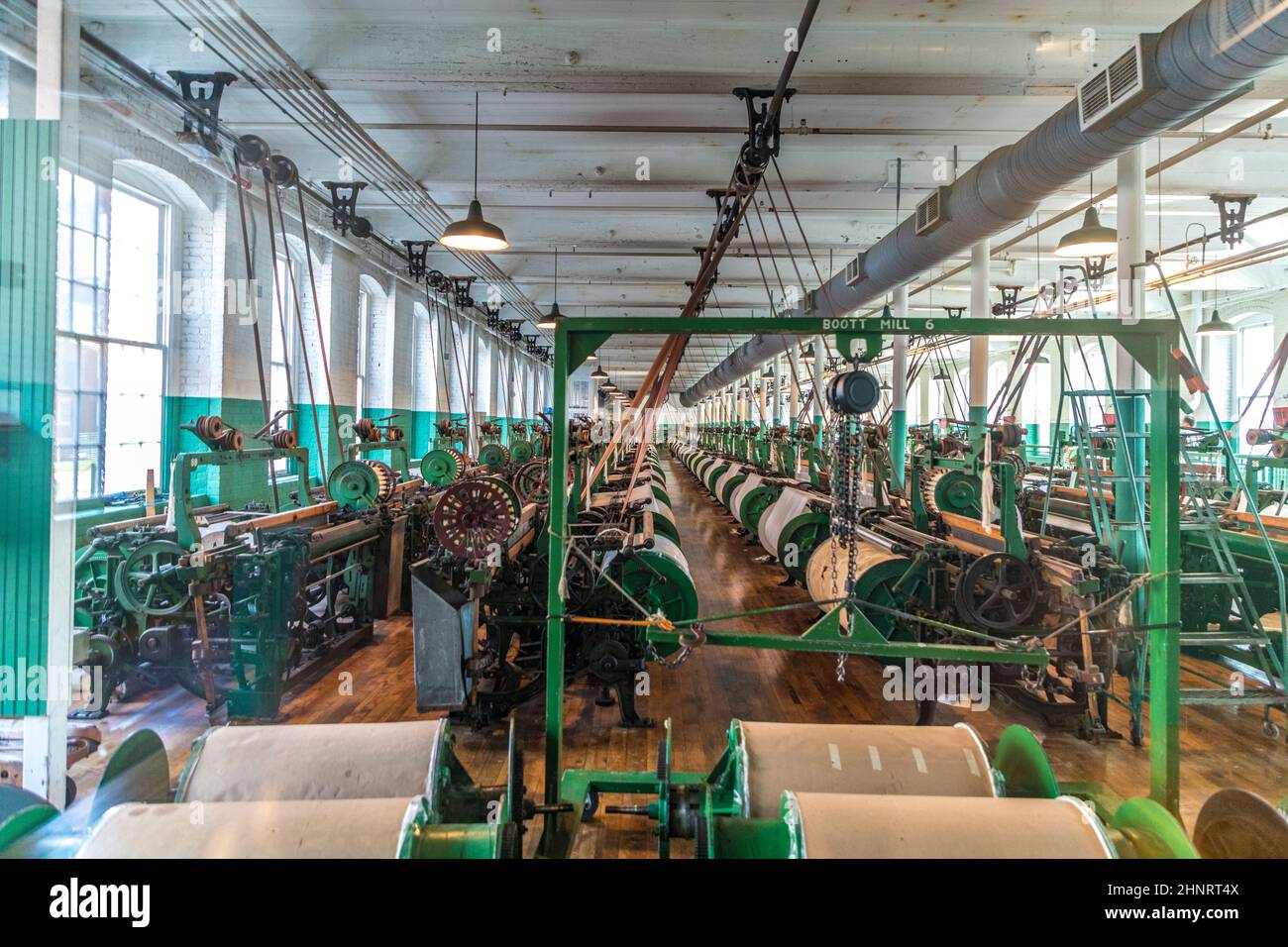 Visite du musée de l'industrie des moulins à coton Boott à Lowell, Etats-Unis Banque D'Images