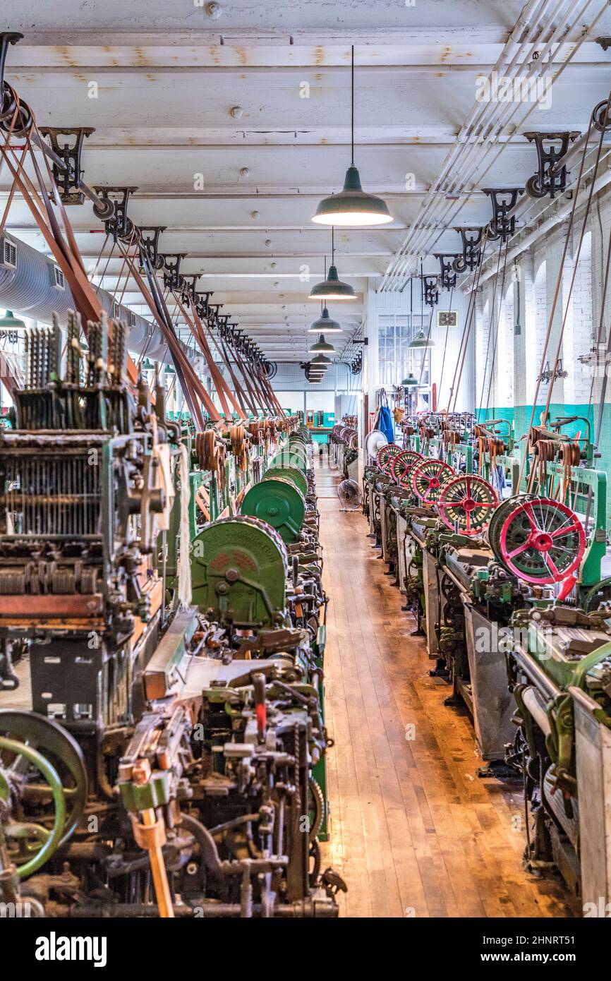 Visite du musée de l'industrie des moulins à coton Boott à Lowell, Etats-Unis Banque D'Images