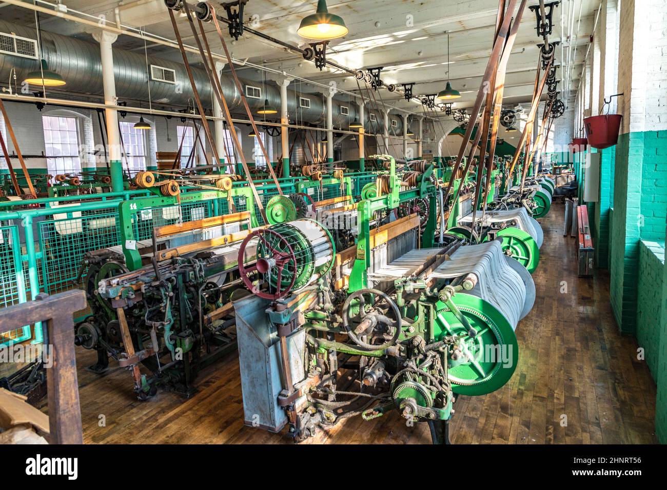 Visite du musée de l'industrie des moulins à coton Boott à Lowell, Etats-Unis Banque D'Images