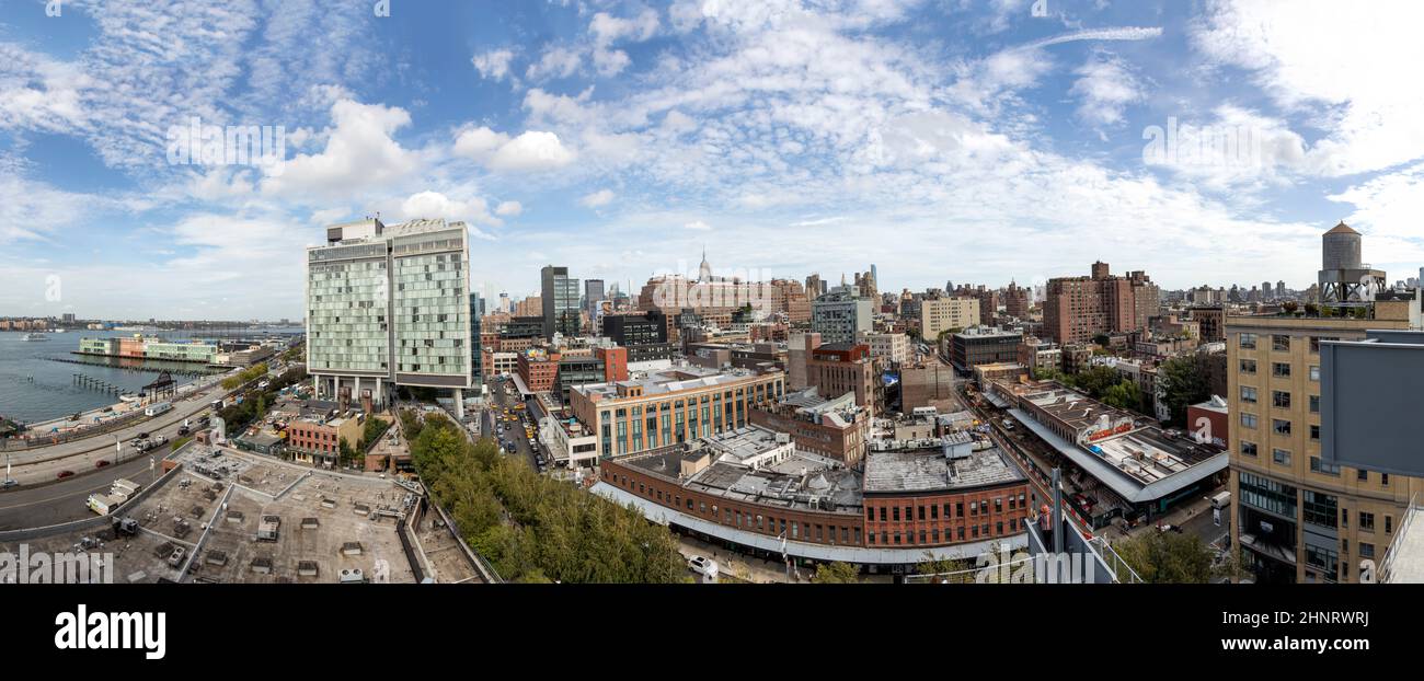 Vue sur le centre-ville de Manhattan, New York depuis le musée Whitney Banque D'Images