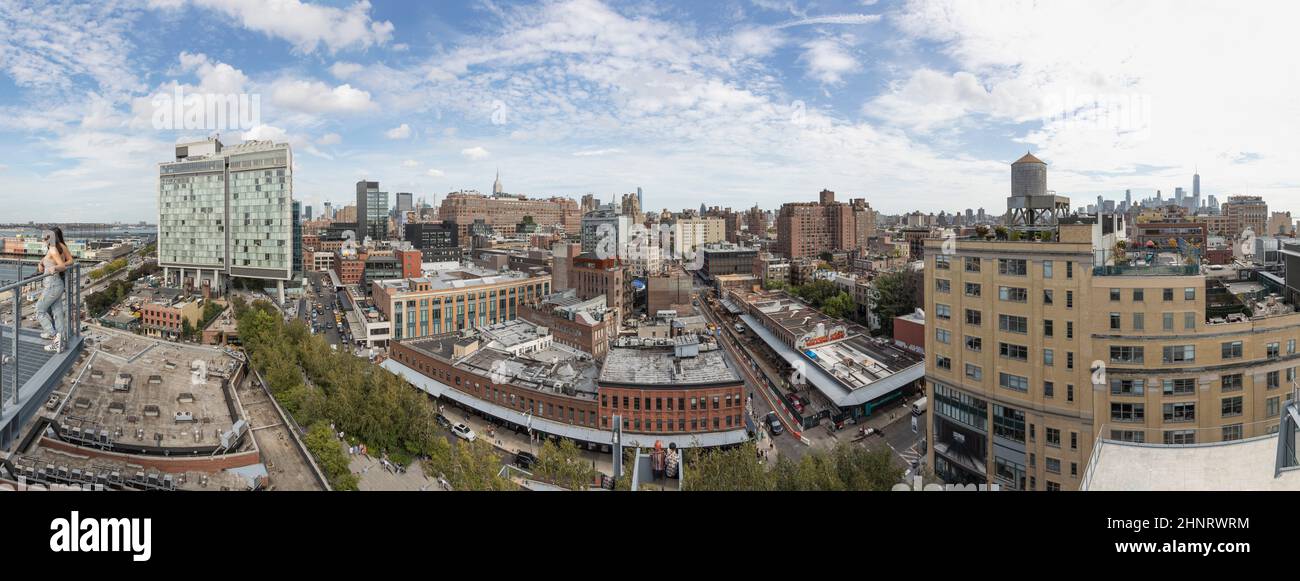 Vue sur le centre-ville de Manhattan, New York depuis le musée Whitney Banque D'Images