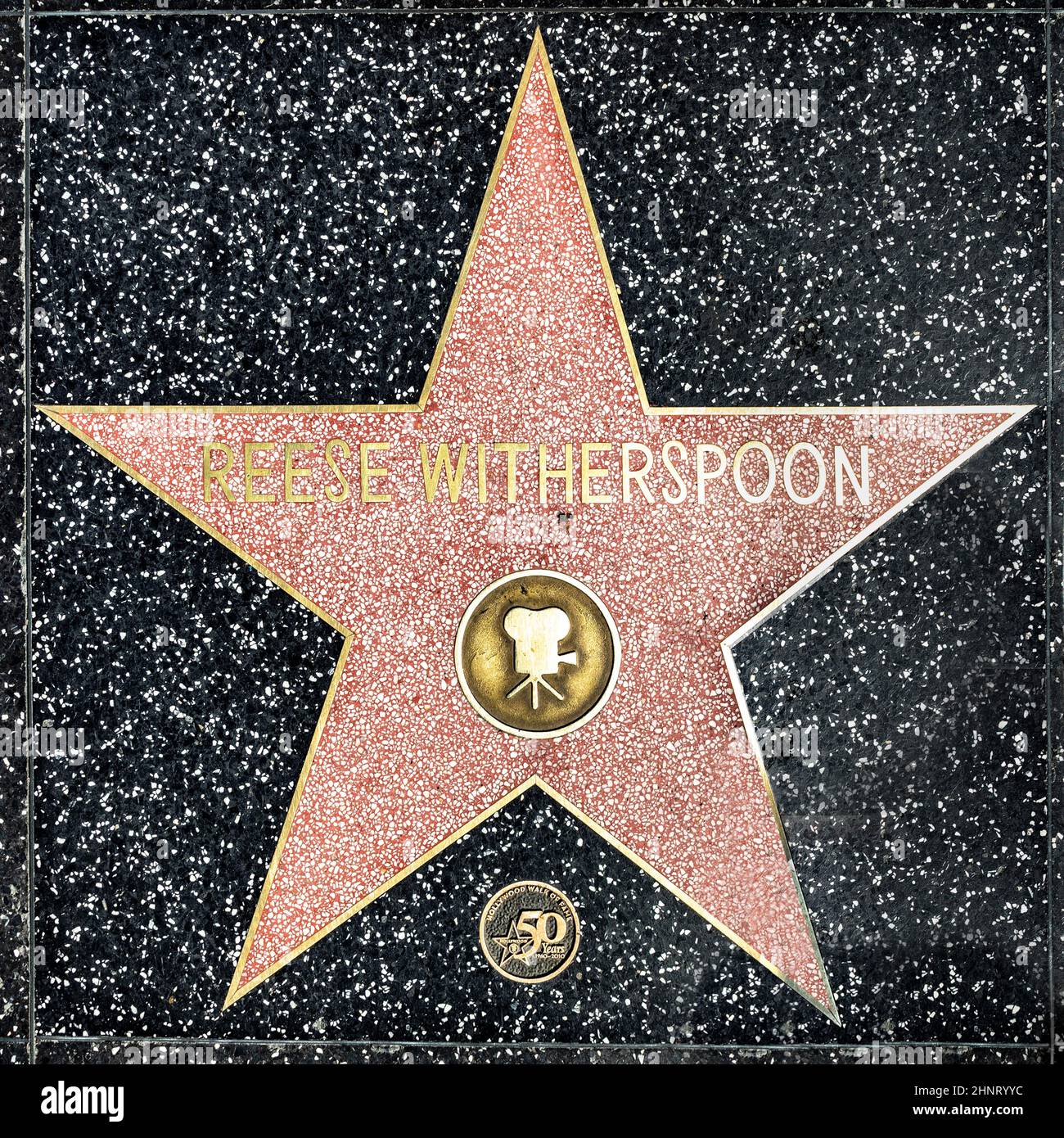 gros plan de Star sur le Hollywood Walk of Fame pour Reese Witherspoon Banque D'Images