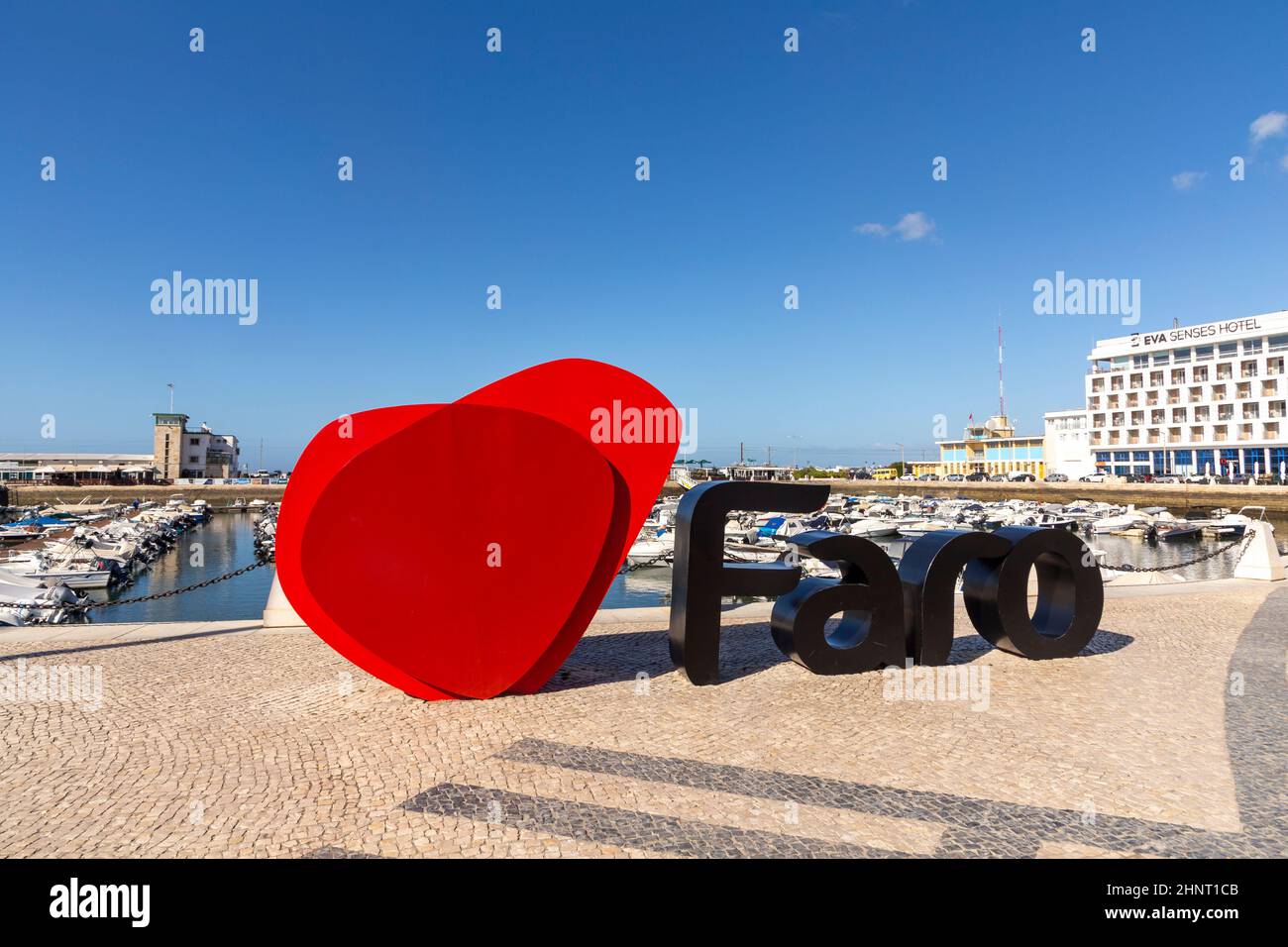 Le panneau BIF Faro pour l'attraction touristique au coeur de la ville dans la région de l'algarve au Portugal Banque D'Images