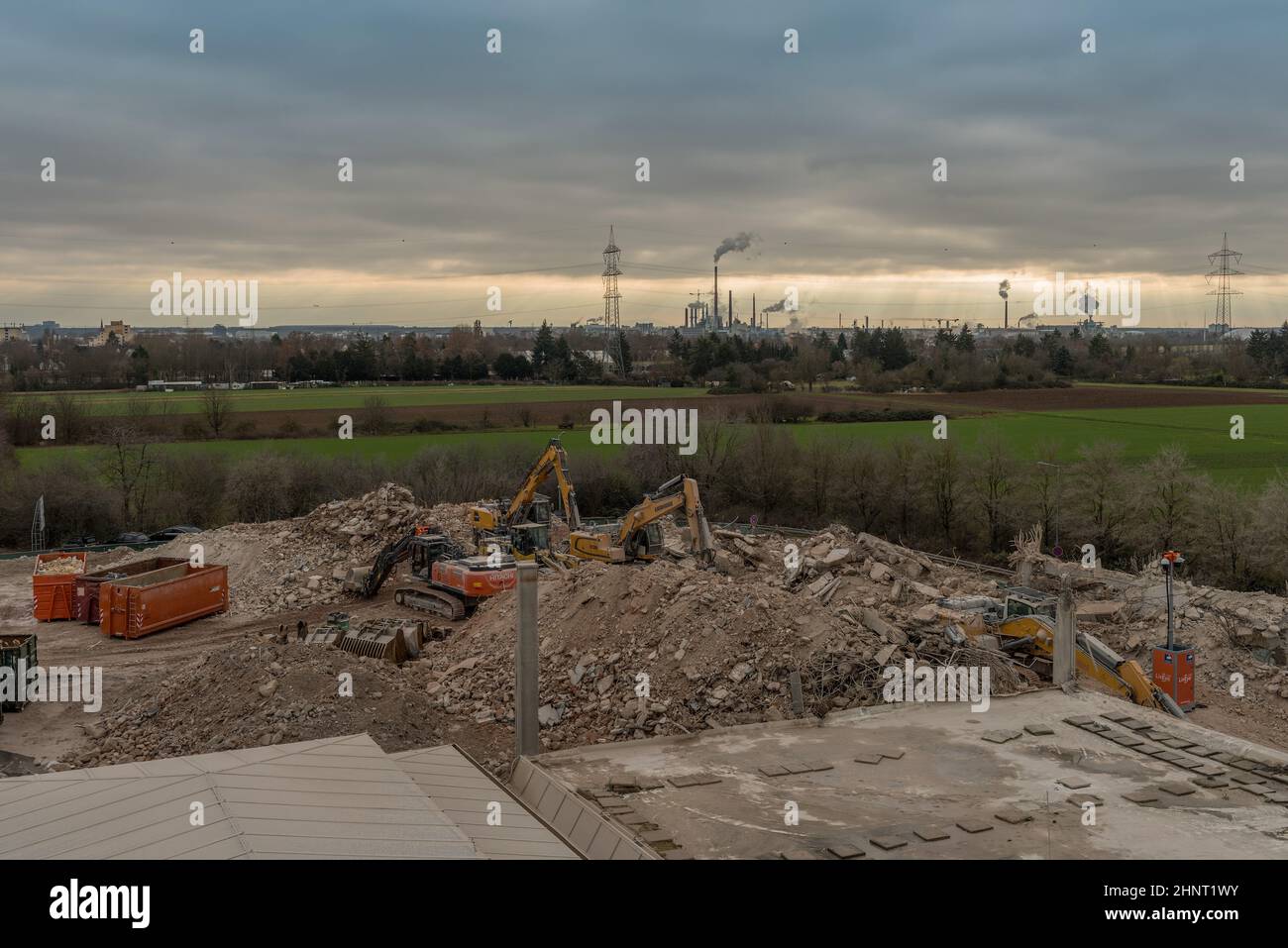 Vue panoramique sur la zone industrielle de Francfort-Hoechst, Allemagne Banque D'Images