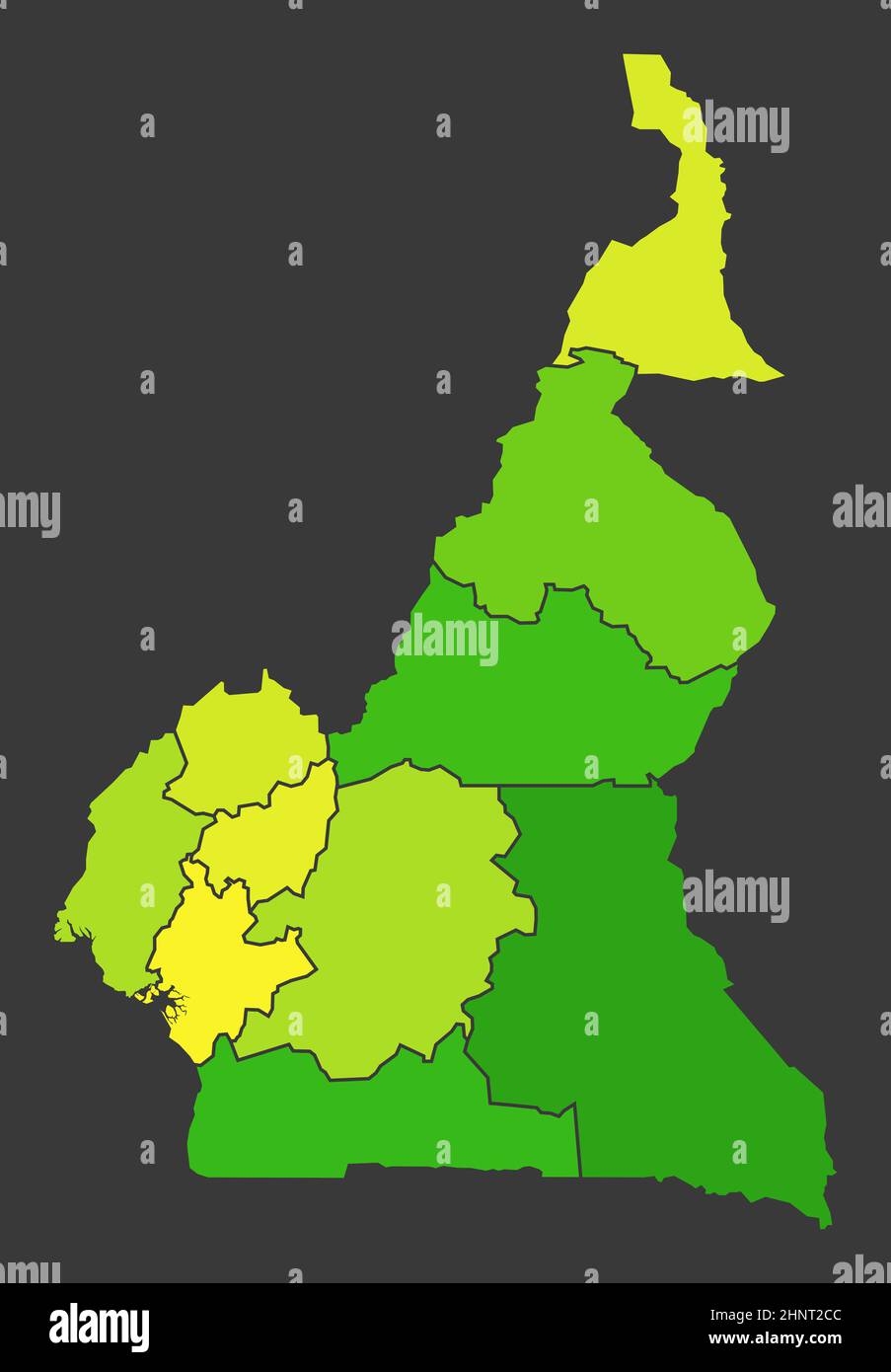 Carte de chaleur de la population du Cameroun comme illustration de densité de couleur Banque D'Images
