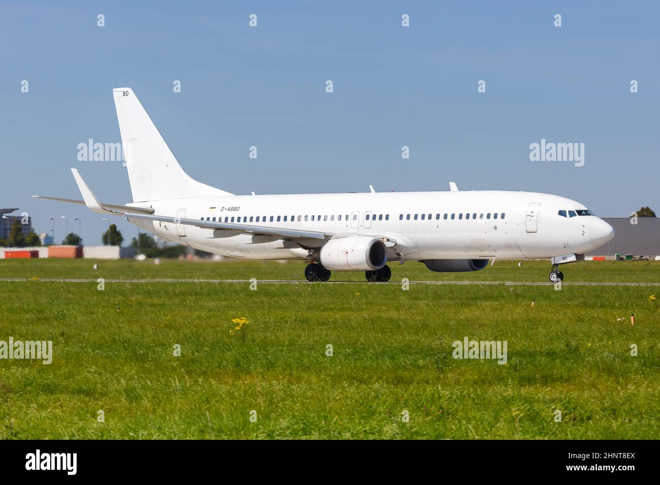 TUI Boeing 737-800 avion Stuttgart aéroport en Allemagne Banque D'Images