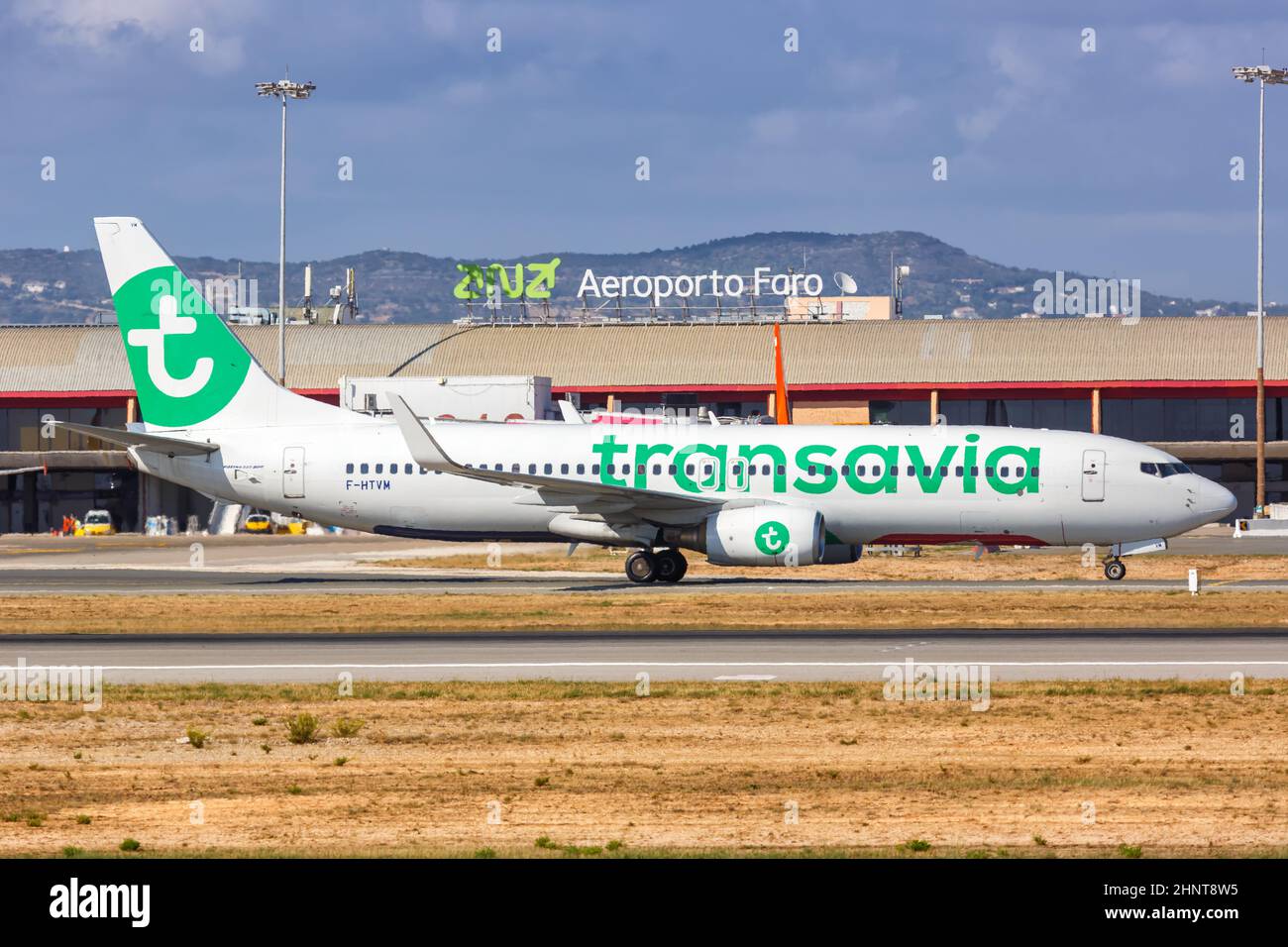 Avion Transavia Boeing 737-800 aéroport de Faro au Portugal Banque D'Images