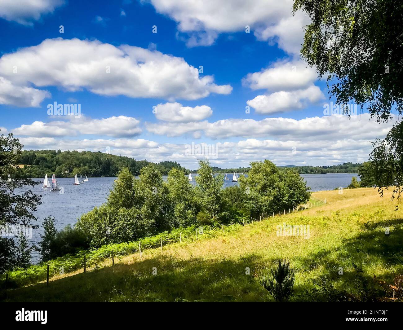 Voiliers sur le lac de Vassivière Banque D'Images