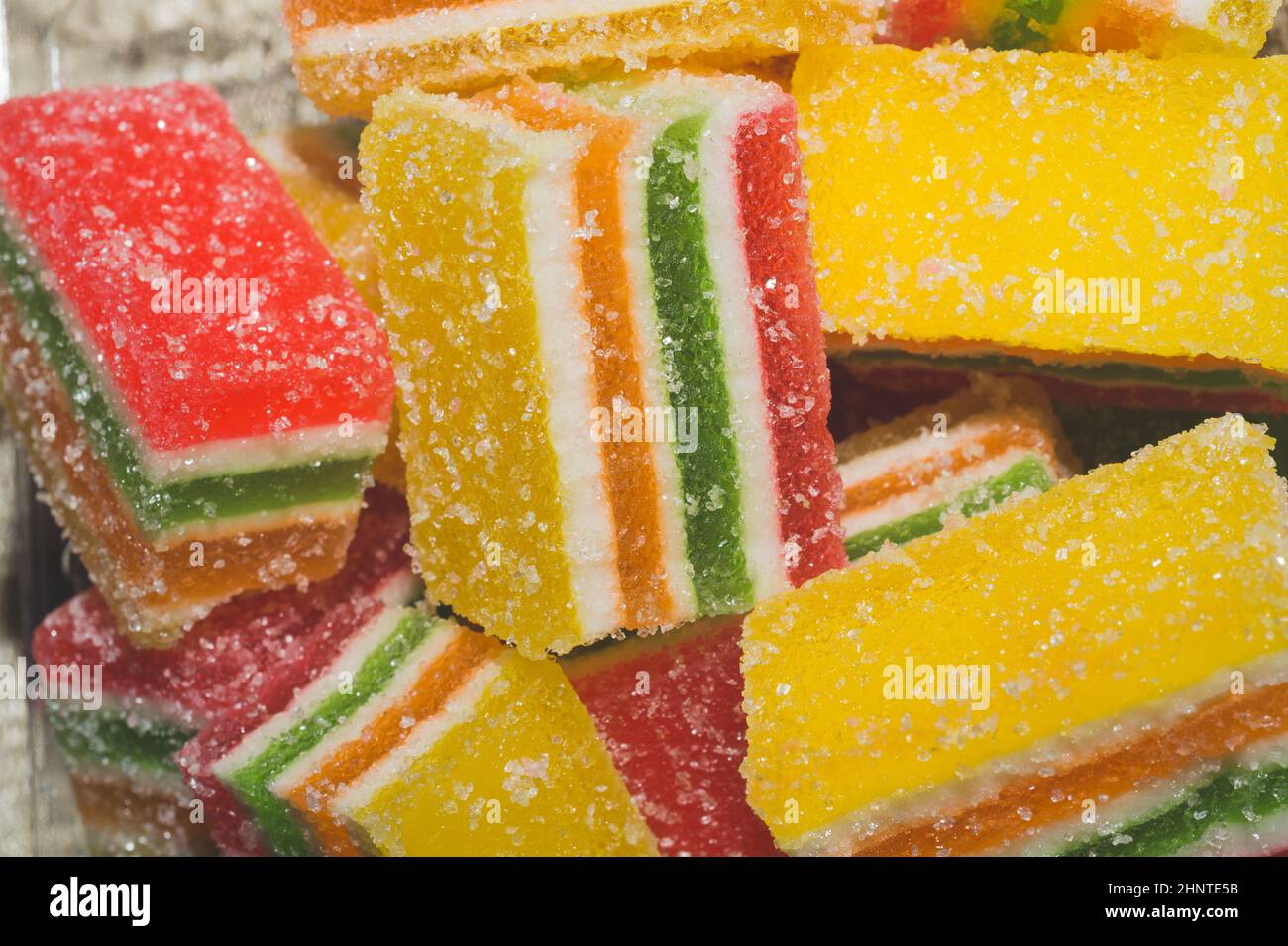 Gelée marmelade sucreries macro. Bonbons gros plan Banque D'Images