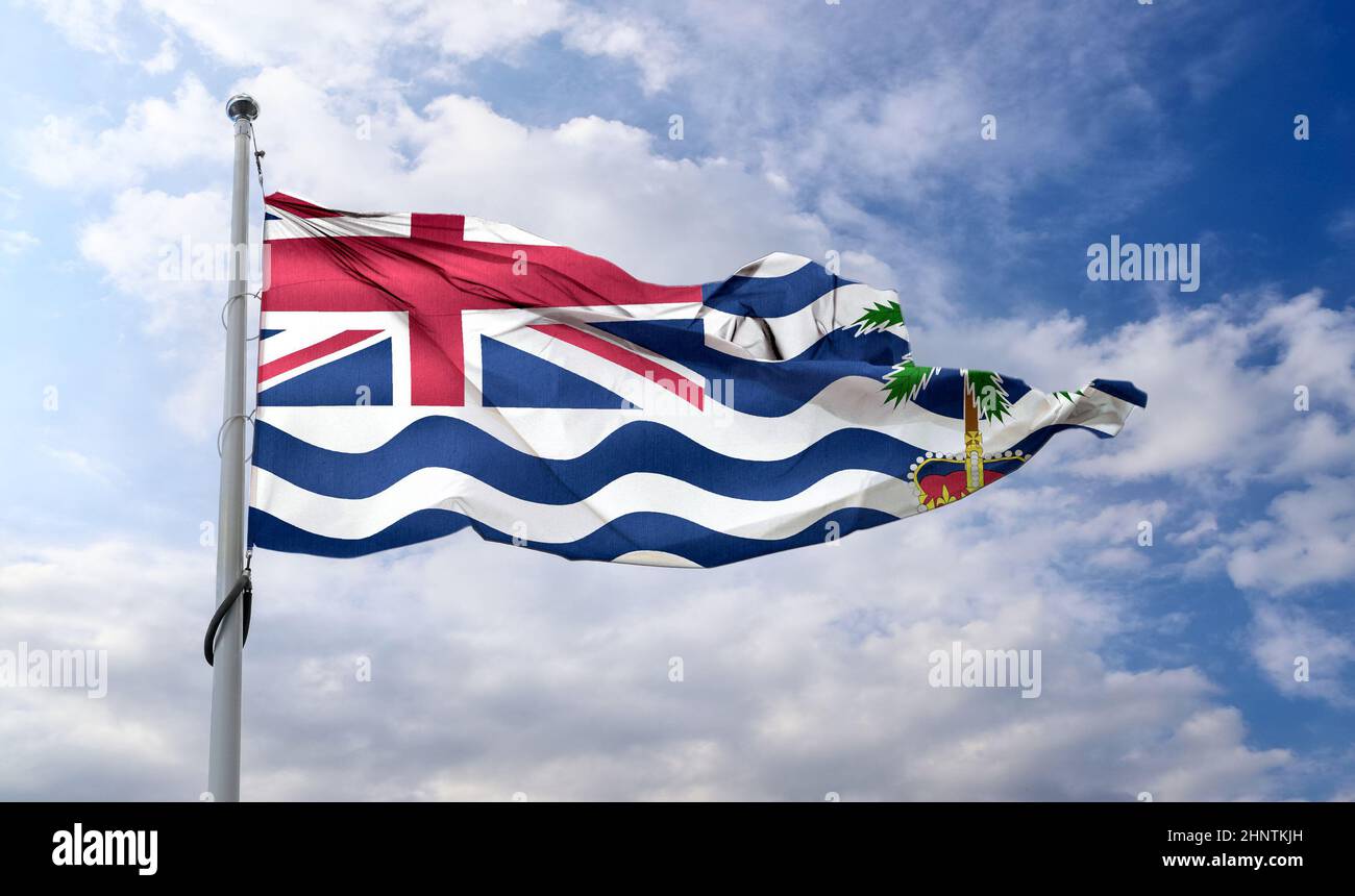 Drapeau britannique du territoire de l'océan Indien - drapeau en tissu d'ondulation réaliste Banque D'Images