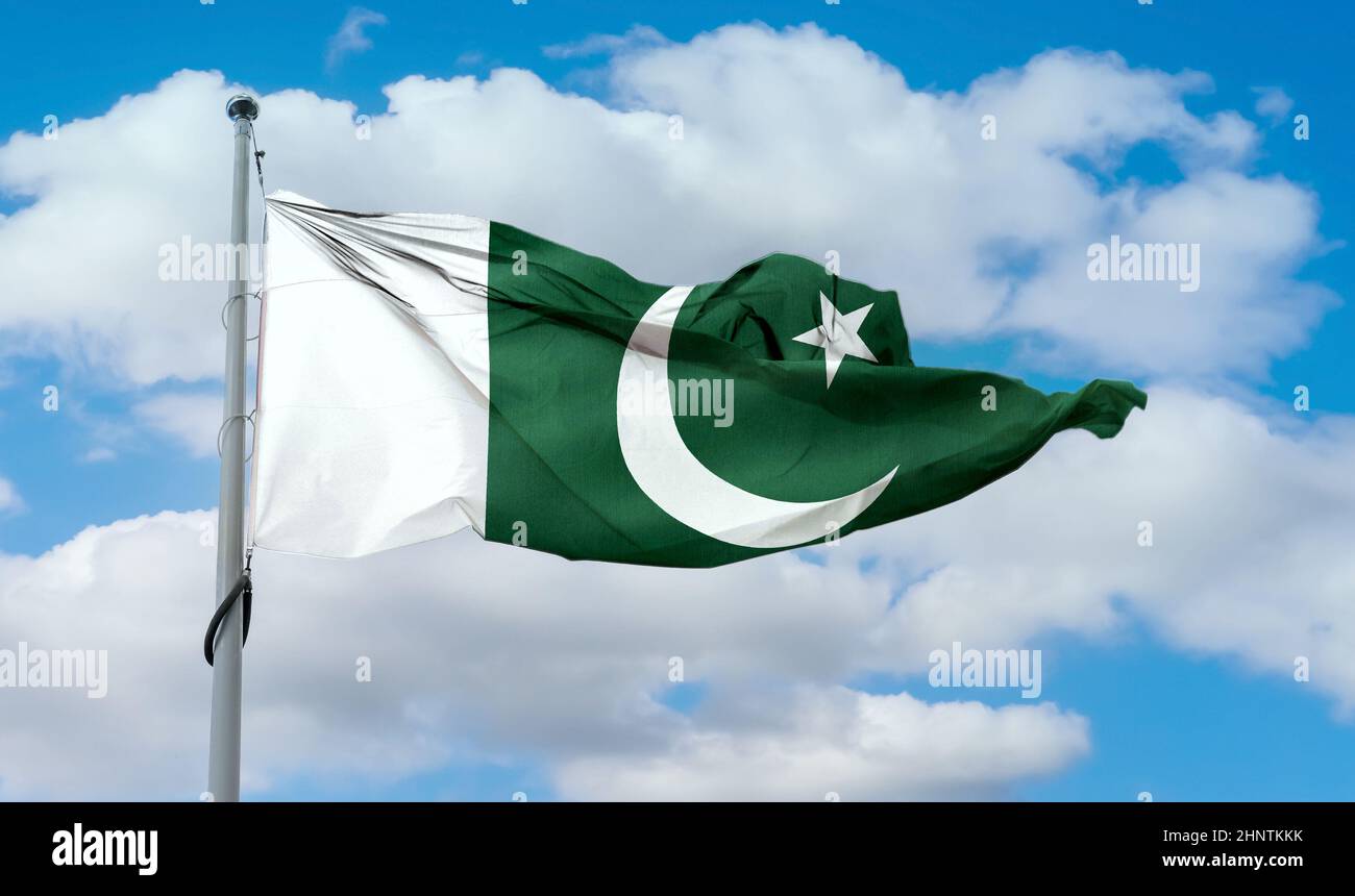 Drapeau du Pakistan - drapeau de tissu d'ondulation réaliste Banque D'Images