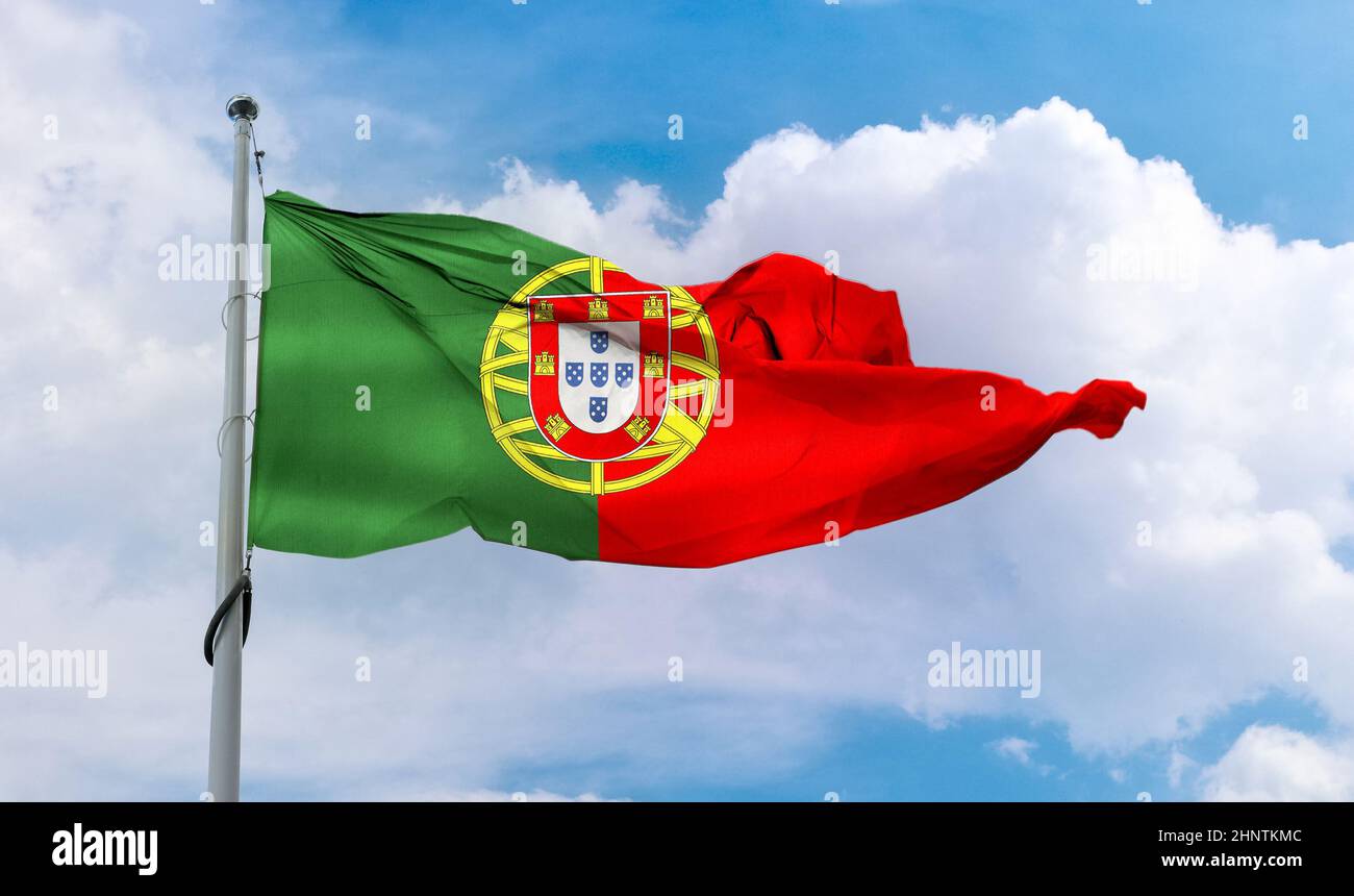 Drapeau du Portugal - drapeau en tissu de tissage réaliste Banque D'Images
