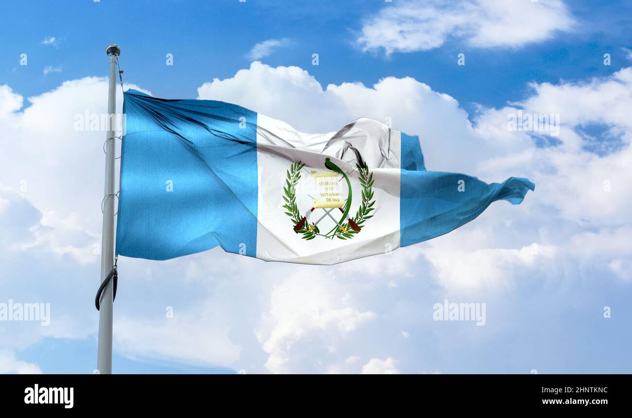 Drapeau du Guatemala - drapeau de tissu d'ondulation réaliste Banque D'Images