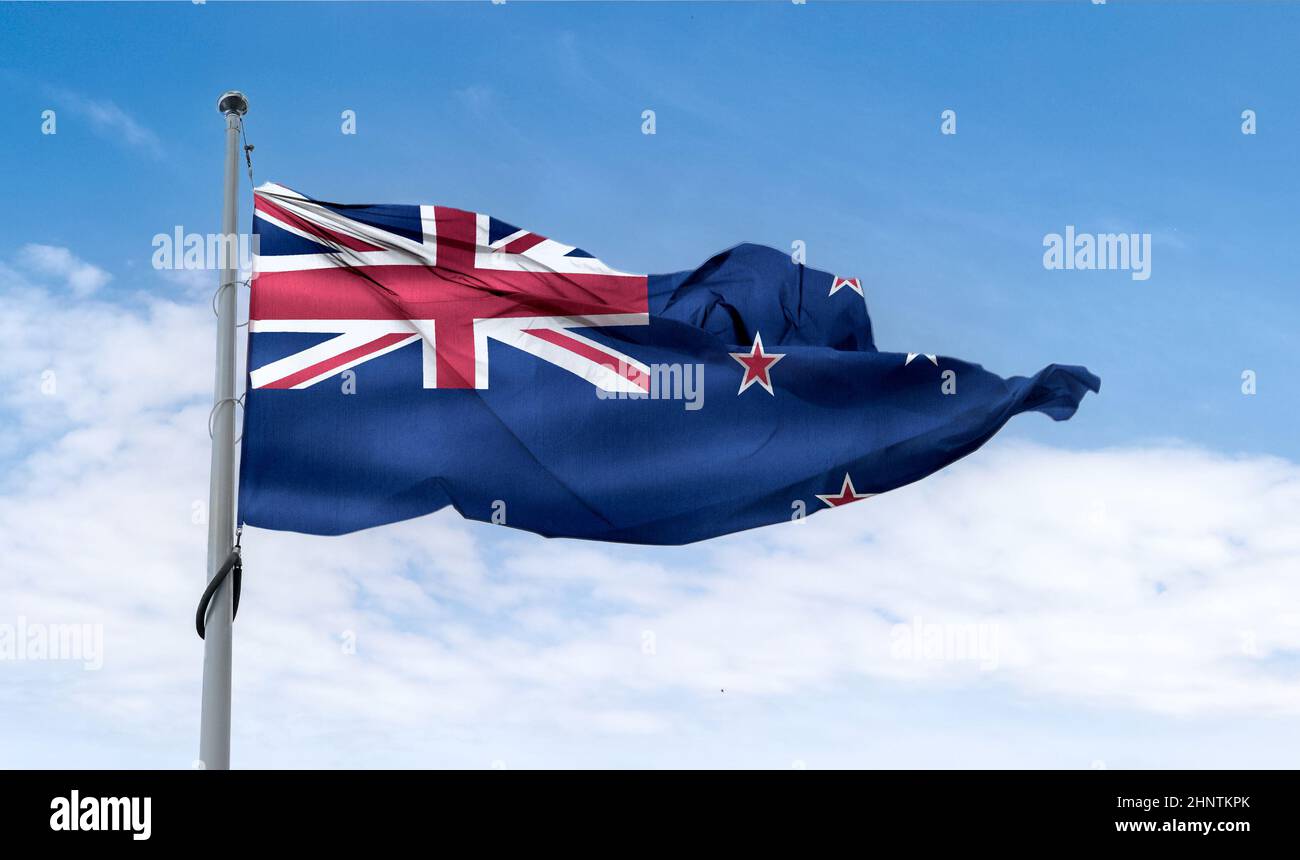 Drapeau de la Nouvelle-Zélande - drapeau de tissu d'ondulation réaliste Banque D'Images