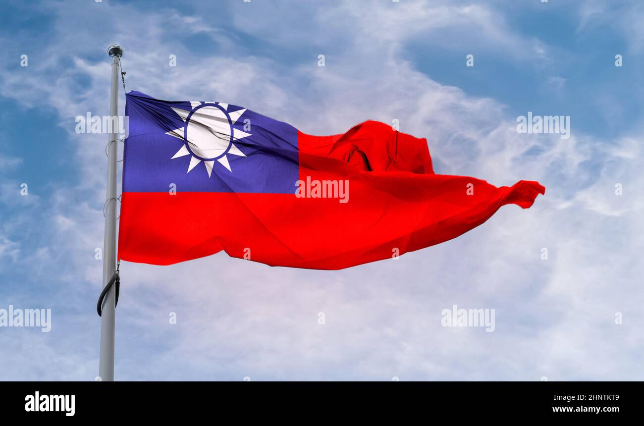 3D-Illustration d'un drapeau de Taïwan - drapeau de tissu d'ondulation réaliste. Banque D'Images
