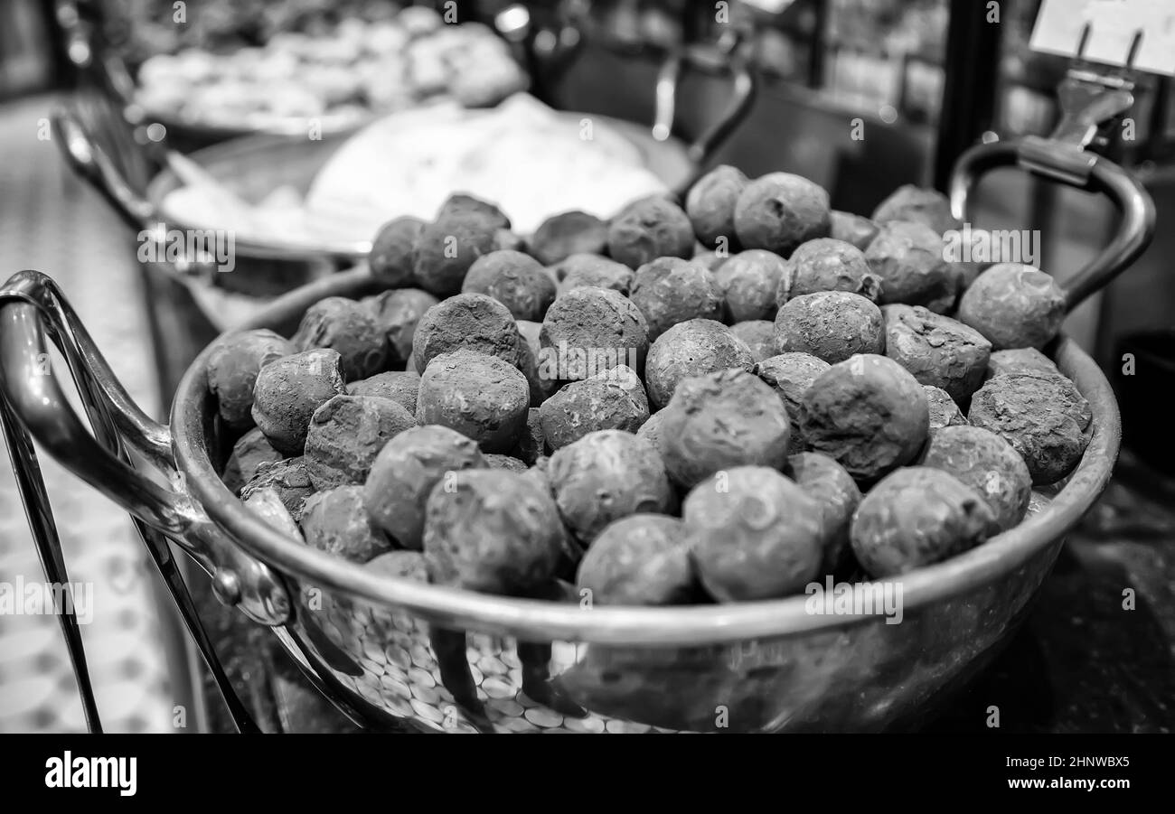 Chocolat artisanal belge typique, typique, détail du produit alimentaire belge en Europe Banque D'Images