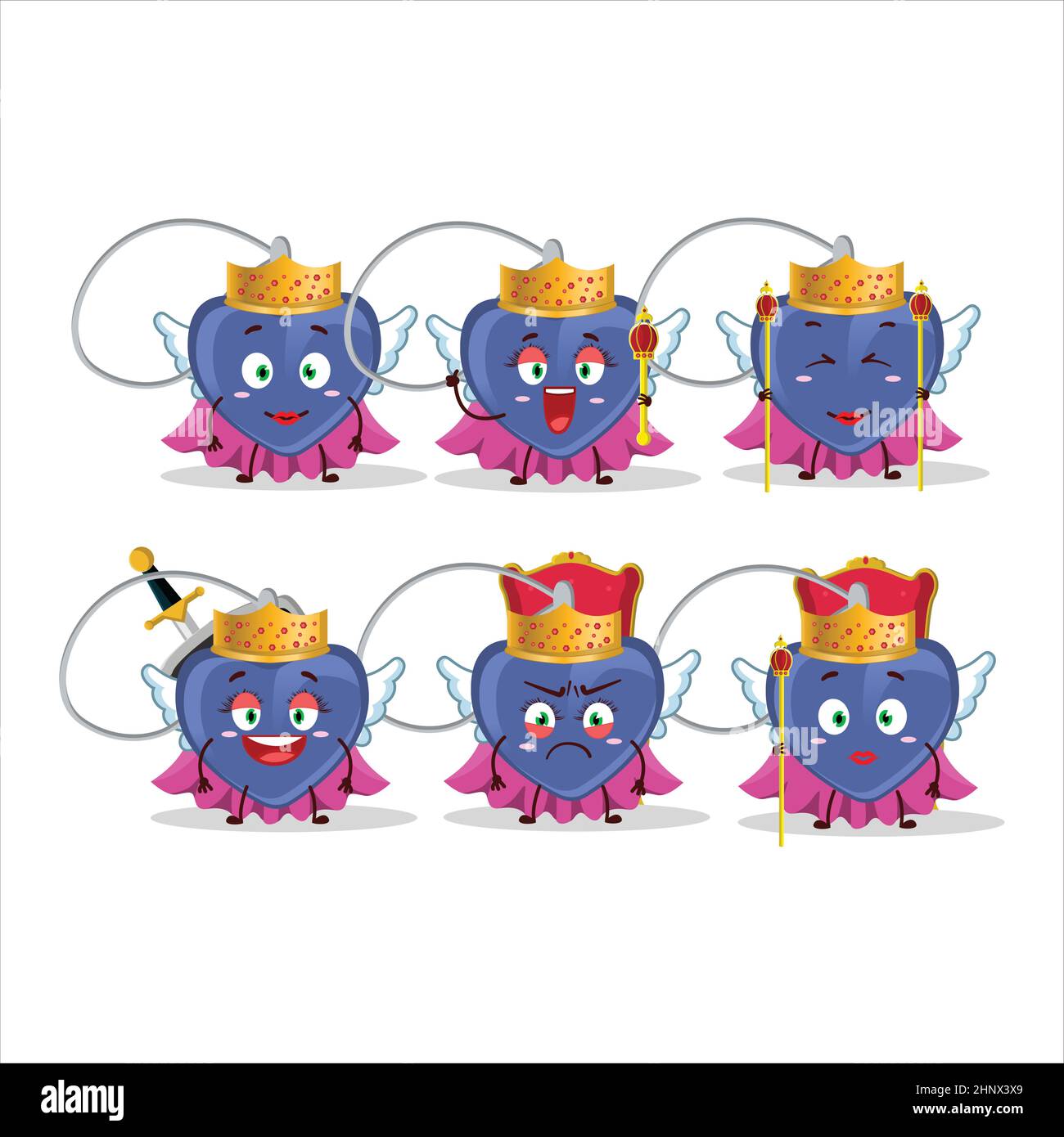Queen et son dessin animé de vêtements magiques d'ange coeur collier portant tiara. Illustration vectorielle Illustration de Vecteur